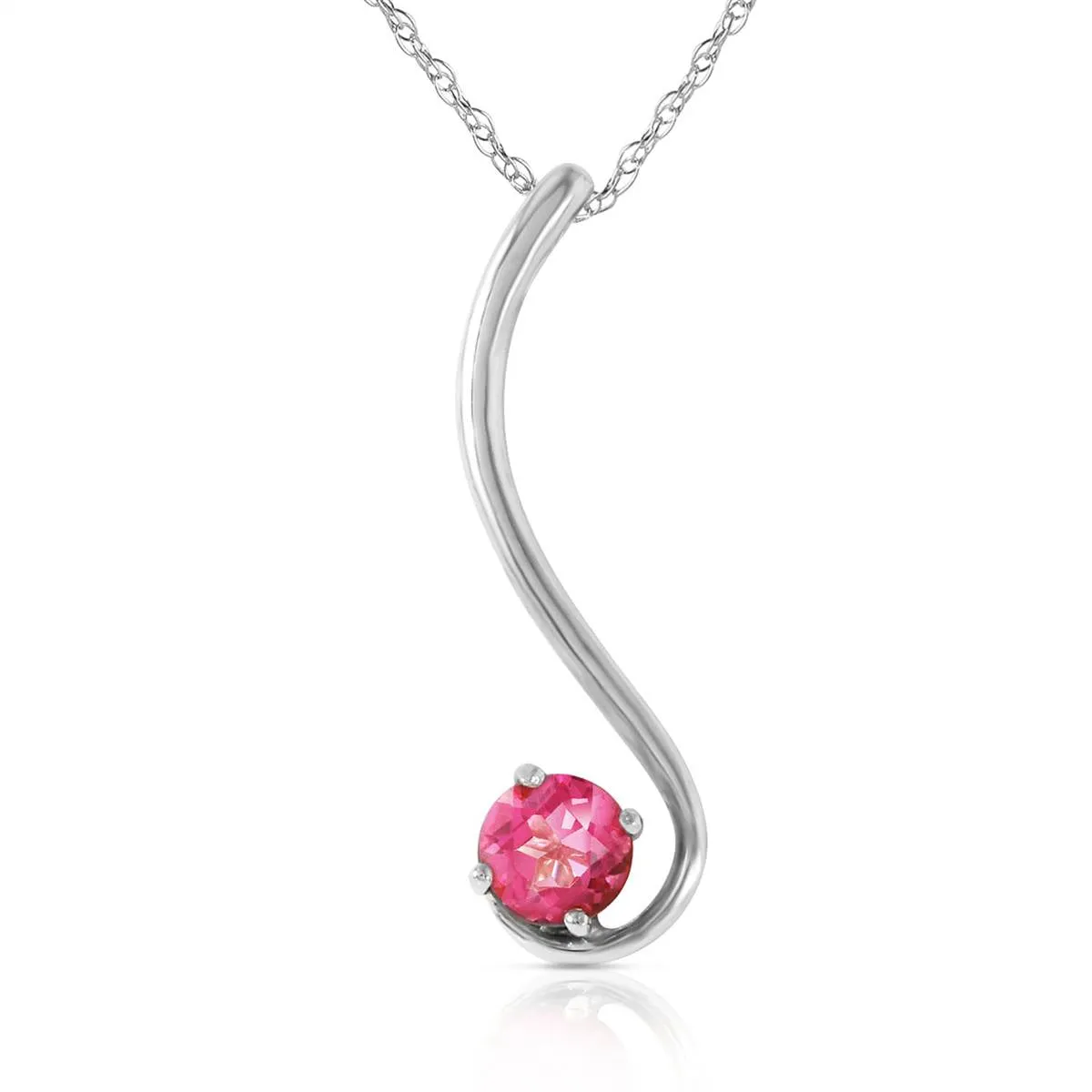 0.55 Carat 14K Solid White Gold Unfalling Sense Pink Topaz Necklace