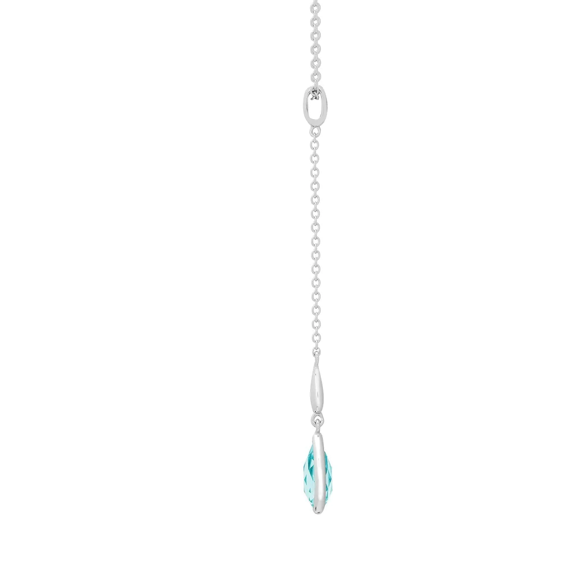 18ct White Gold Diamond And Blue Topaz Necklace
