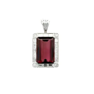 18KW 24.63ct Emerald Cut Rubellite Tourmaline Pendant Regard Jewelry Austin Texas