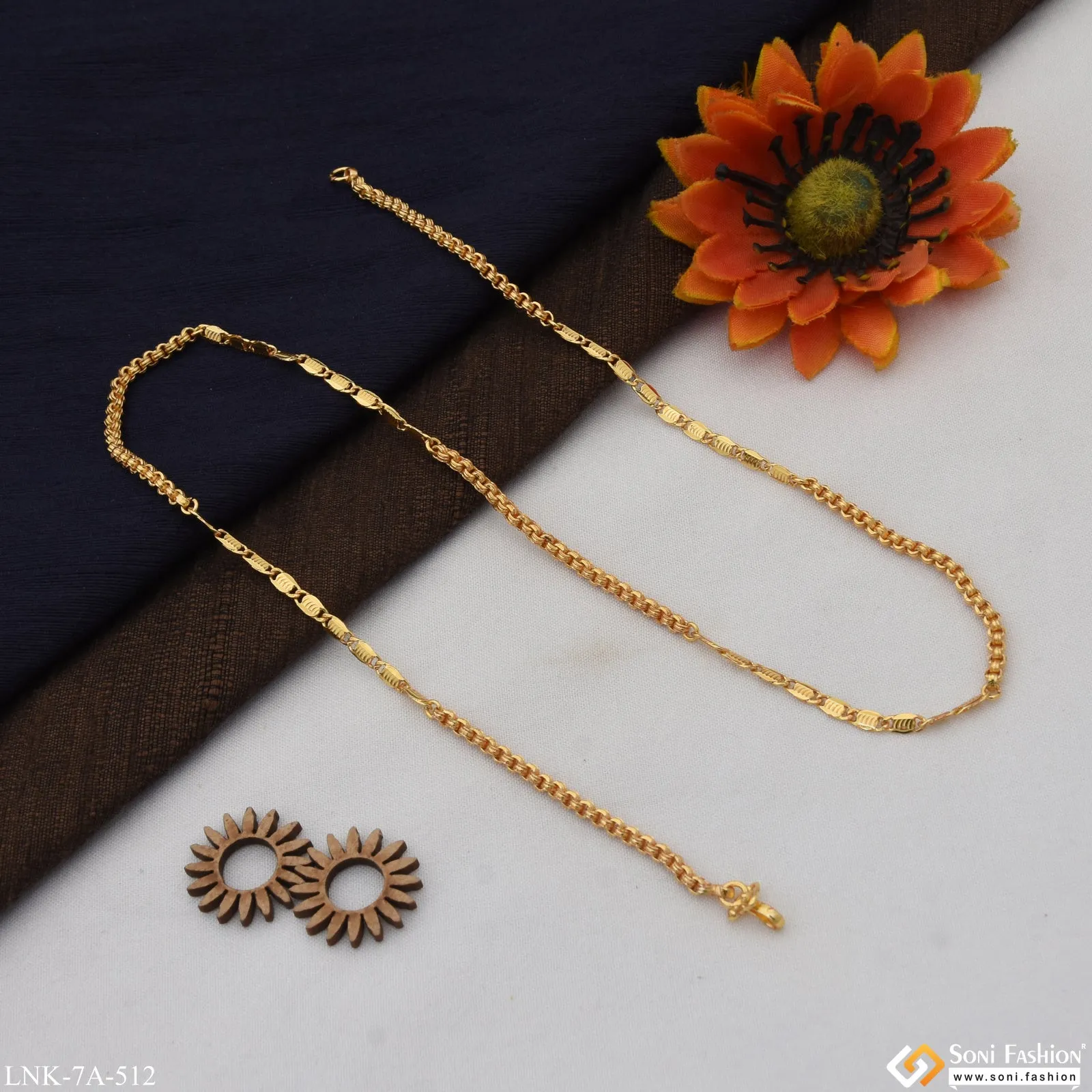 2 In 1 Gorgeous Design Gold Plated Chain for Ladies - Style A512