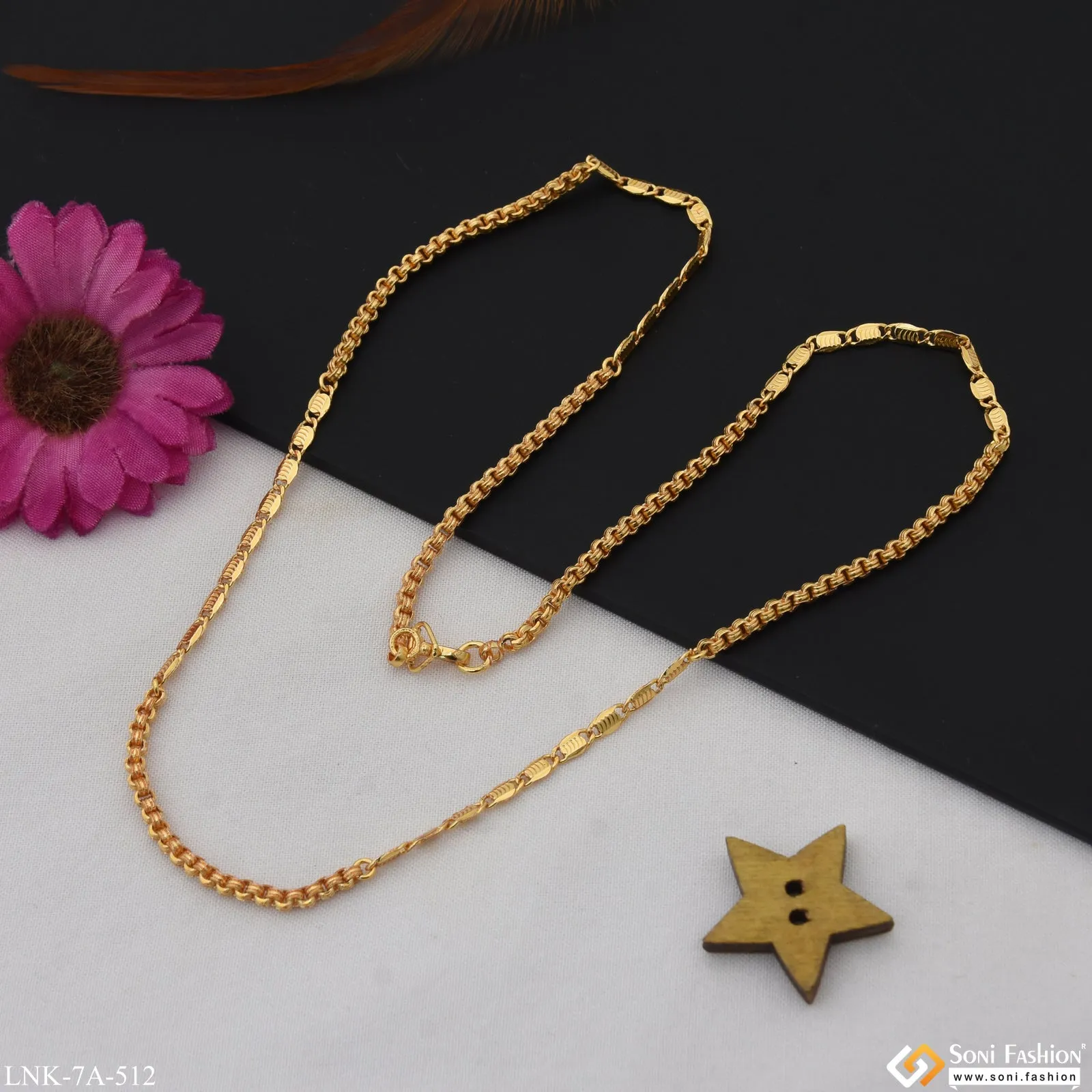 2 In 1 Gorgeous Design Gold Plated Chain for Ladies - Style A512