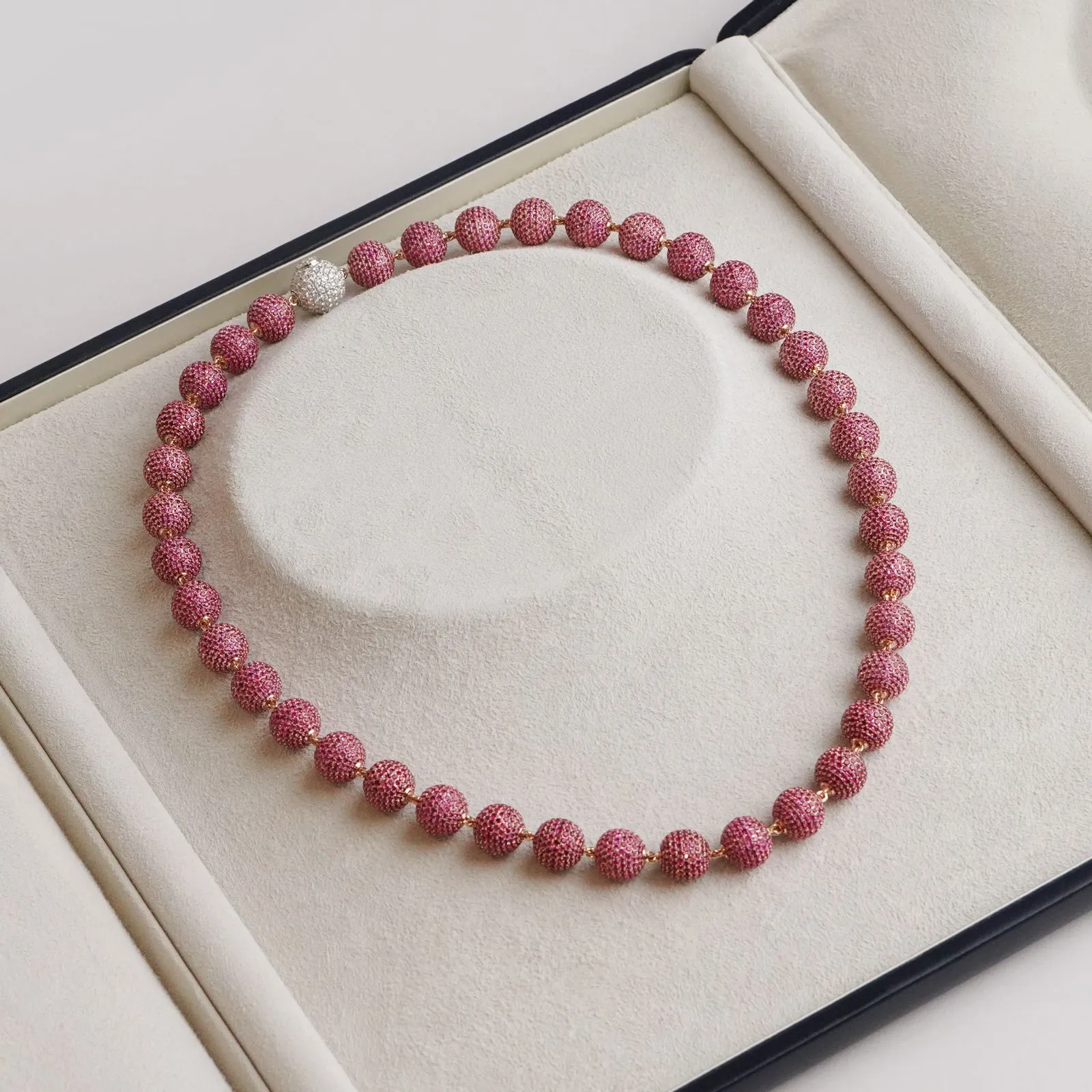 51.21 cts Round Ruby Necklace