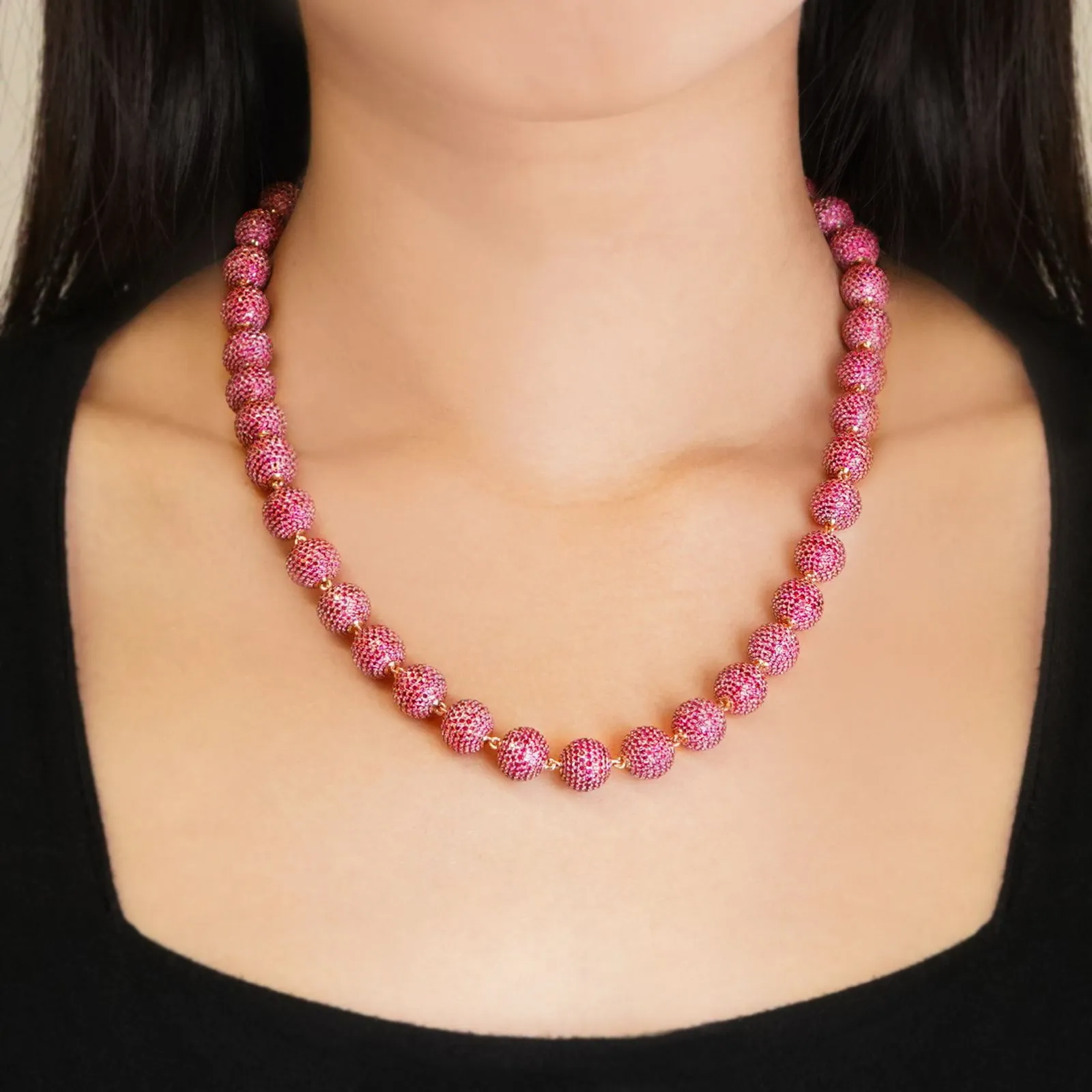51.21 cts Round Ruby Necklace