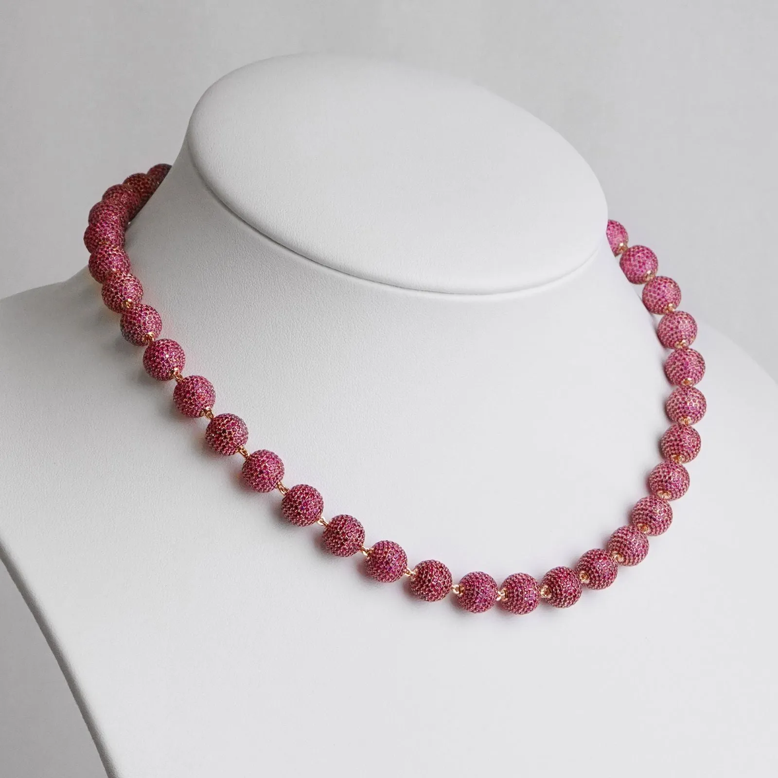 51.21 cts Round Ruby Necklace