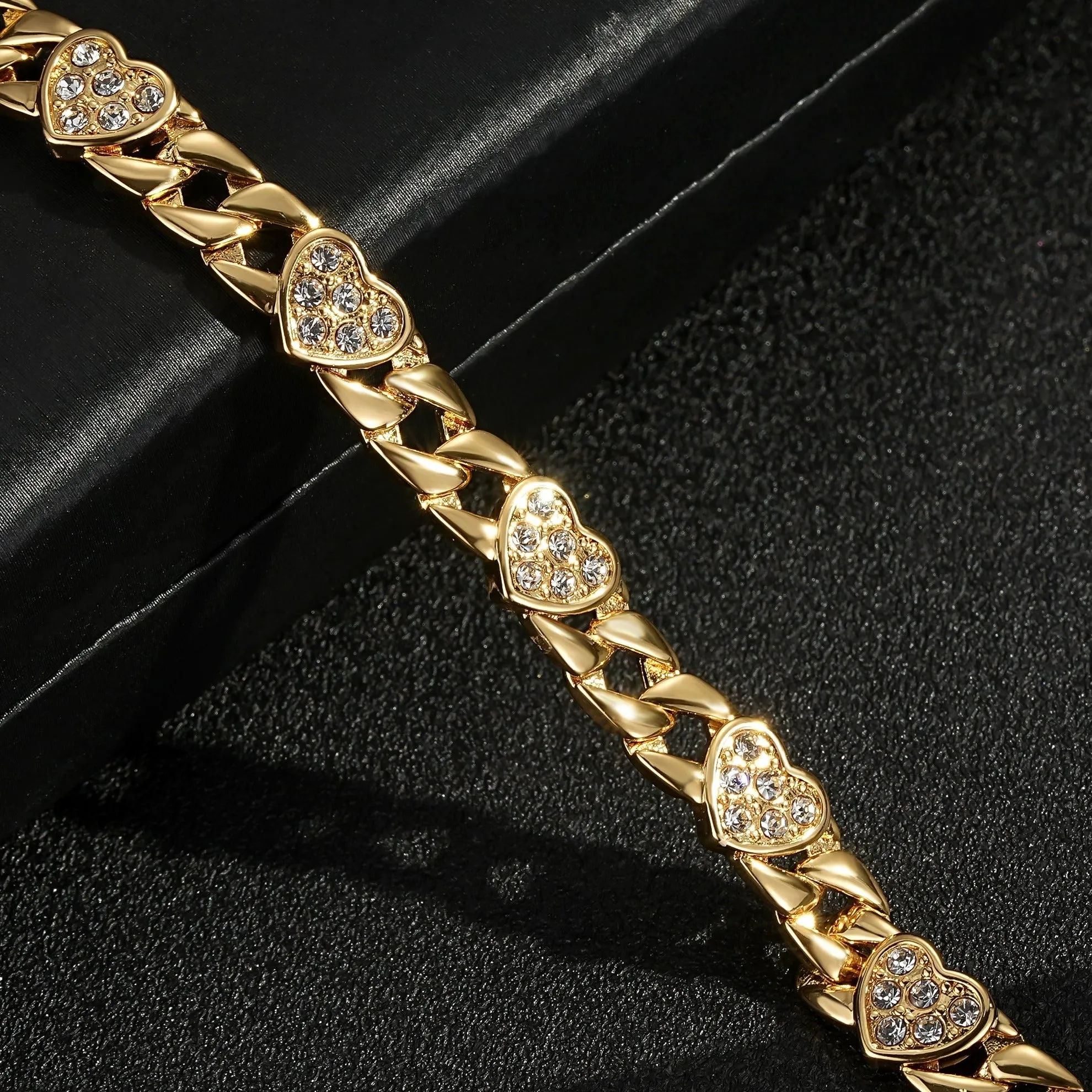 7mm Kids Gold Filled Bonded Heart Curb Bracelet 6 Inch