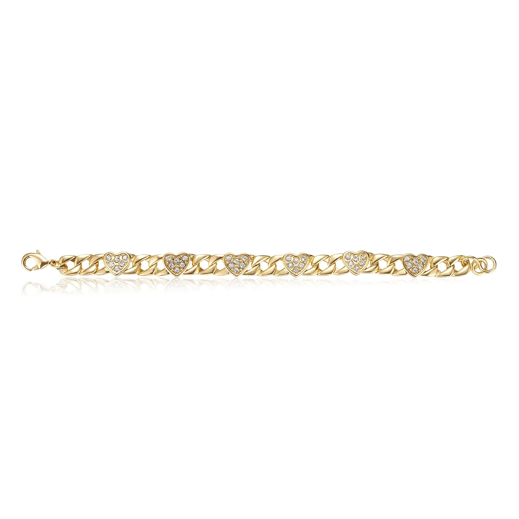 7mm Kids Gold Filled Bonded Heart Curb Bracelet 6 Inch