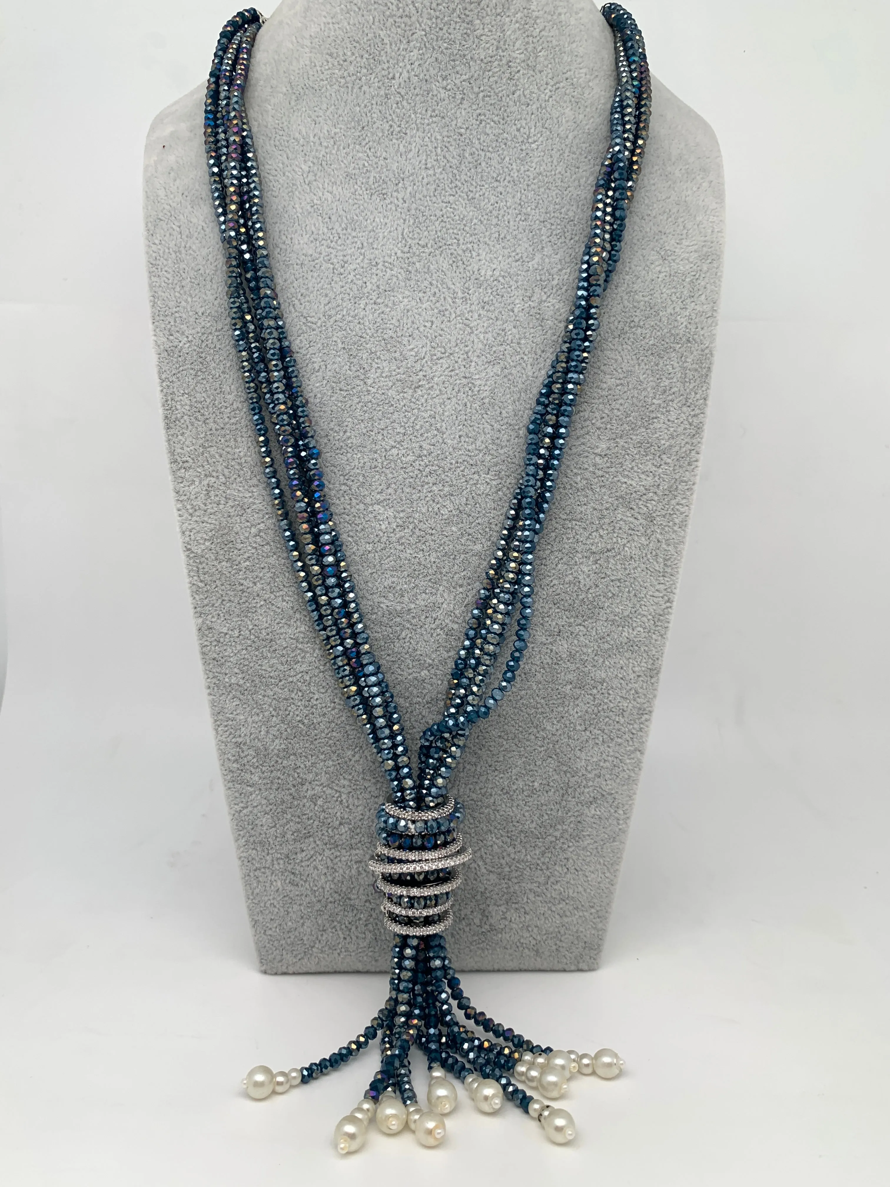 AD Shining Gray Beads Long Mala