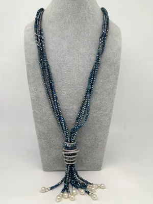 AD Shining Gray Beads Long Mala