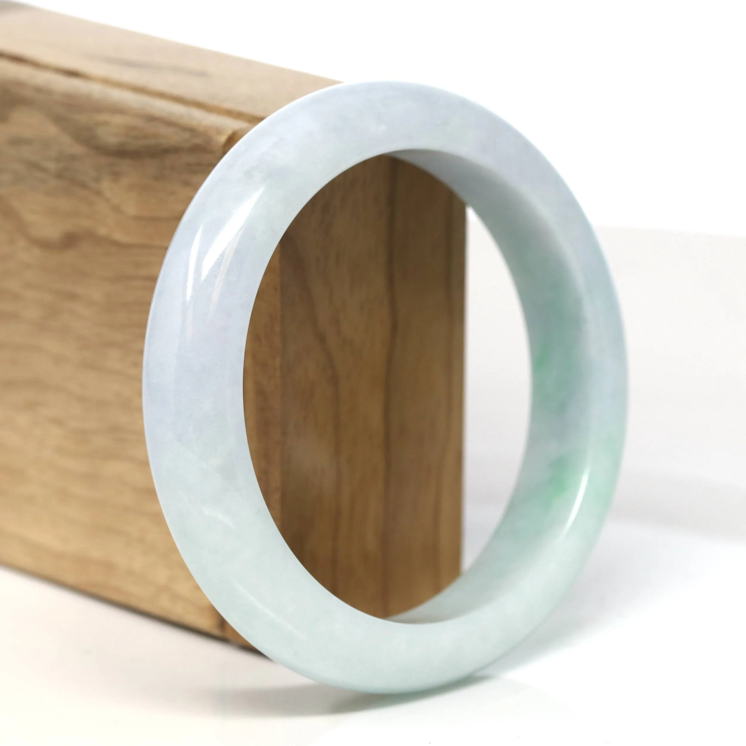 Baikalla "Half Round" Light Green Jadeite Jade Bangle Bracelet (58.6 mm) #T481