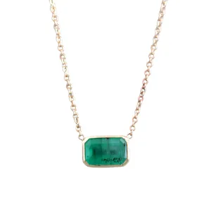 Bezel Set Emerald Necklace