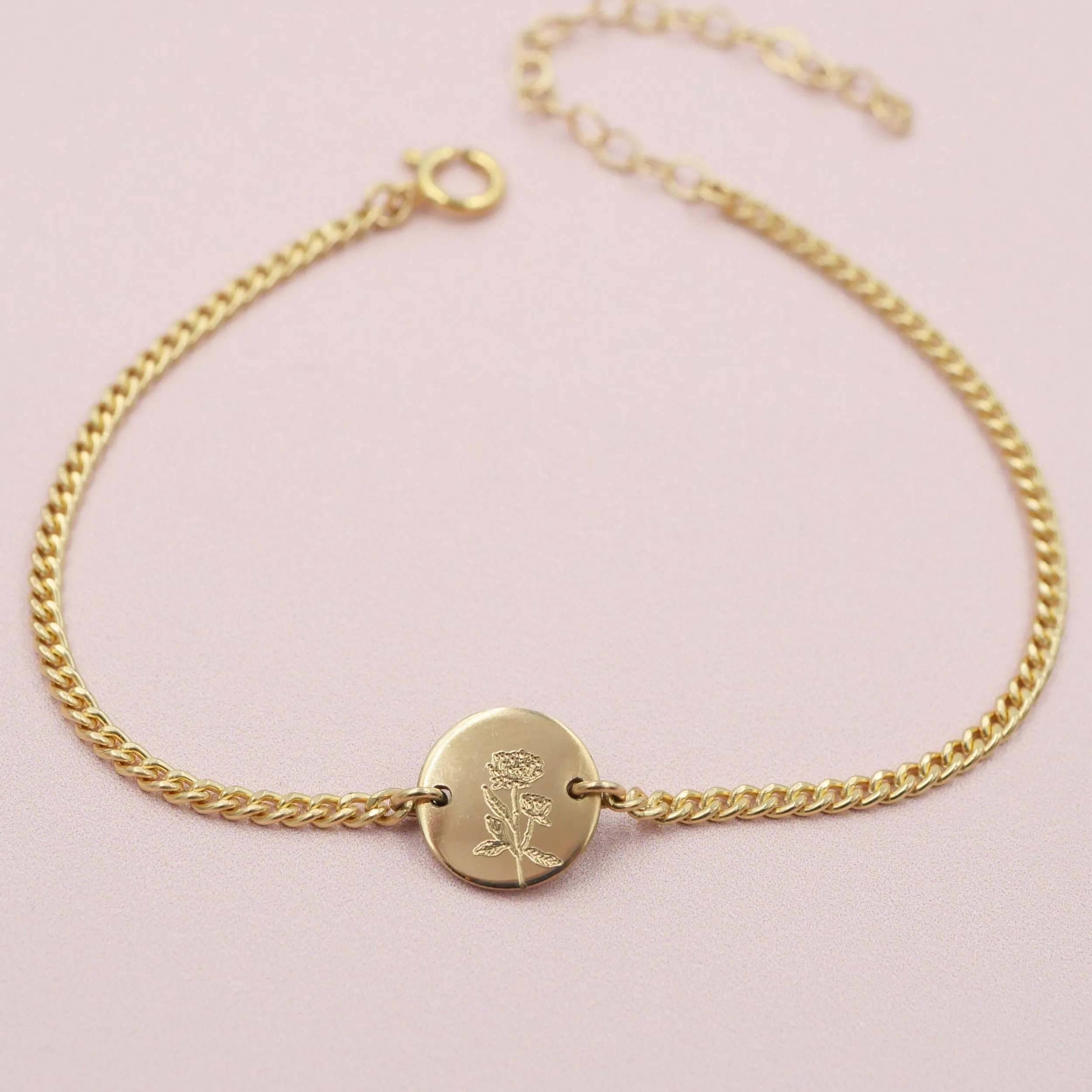 Birthflower Disc Bracelet