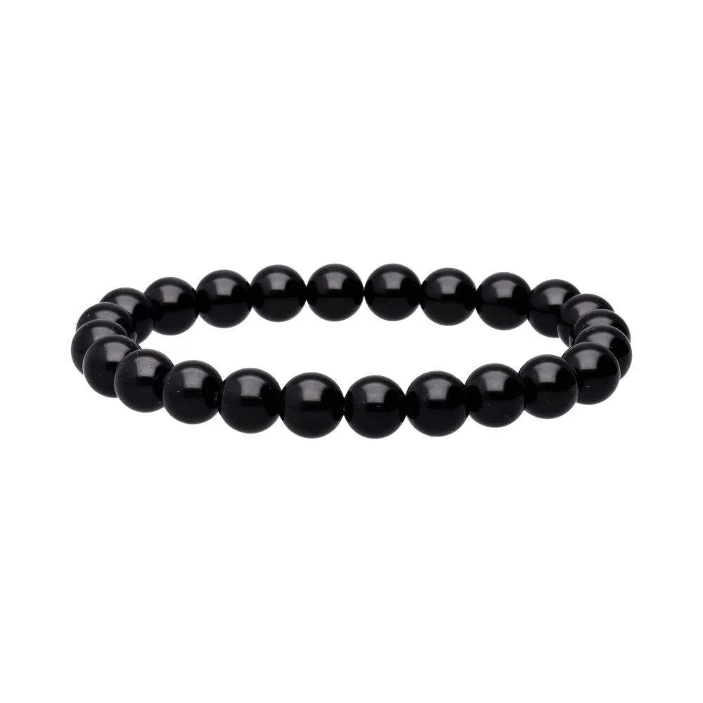 Black Obsidian Crystal Bead Bracelet 8mm