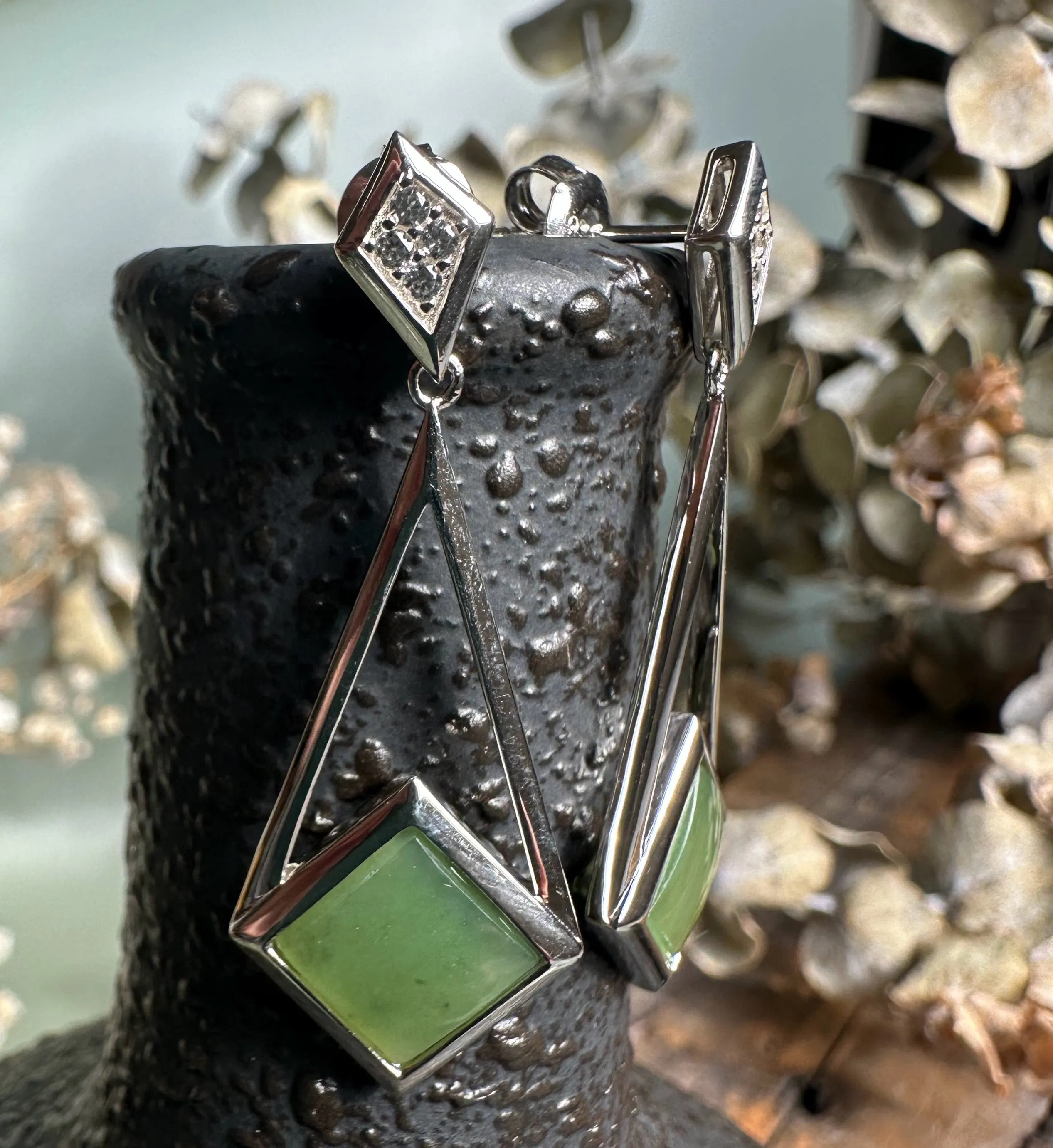 Canadian Nephrite Jade Drop Earrings - 6269