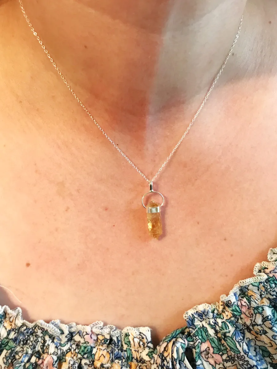 Citrine Crystal Point Necklace