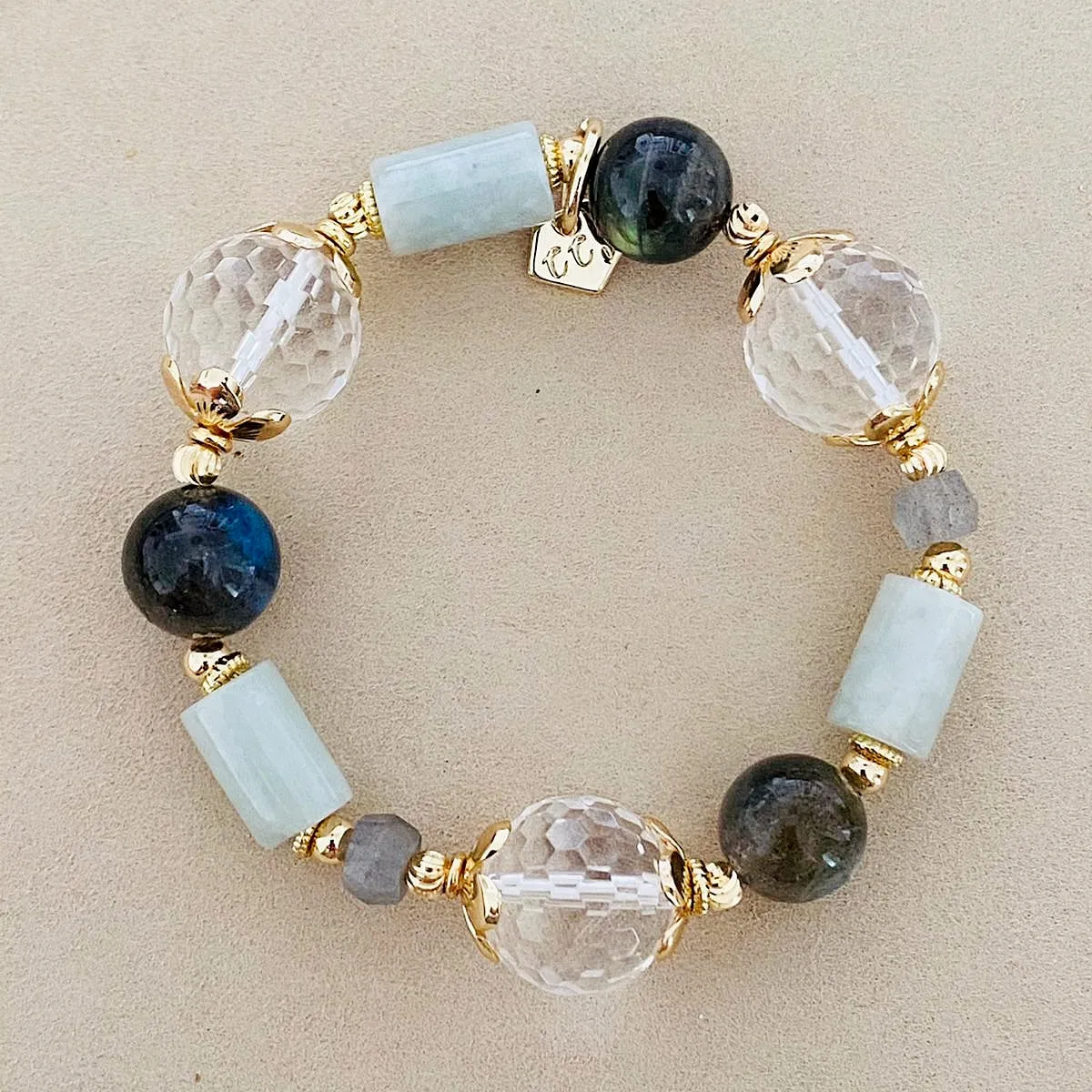 Clear Quartz, Jade & Labradorite Bracelet
