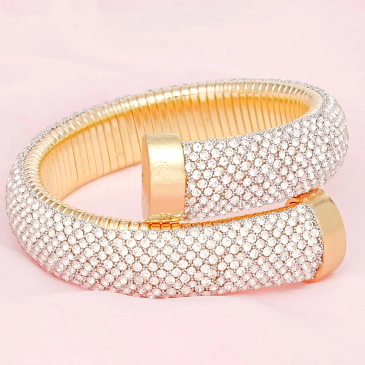 Cuff Gold Rhinestone Crusted Wrap Bracelet