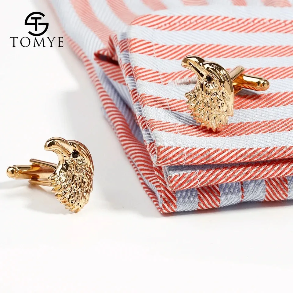Cufflinks for Men High Quality Luxury Black Crystal Eagle Head Formal Business Dress Shirt Cuff XK2S014