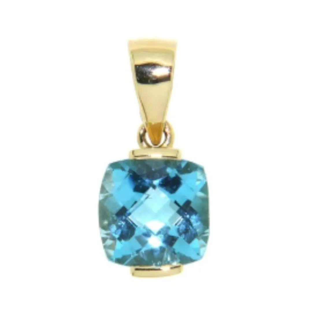 Cushion Blue Topaz Necklace