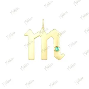 Emerald 'M' Letter Pendant