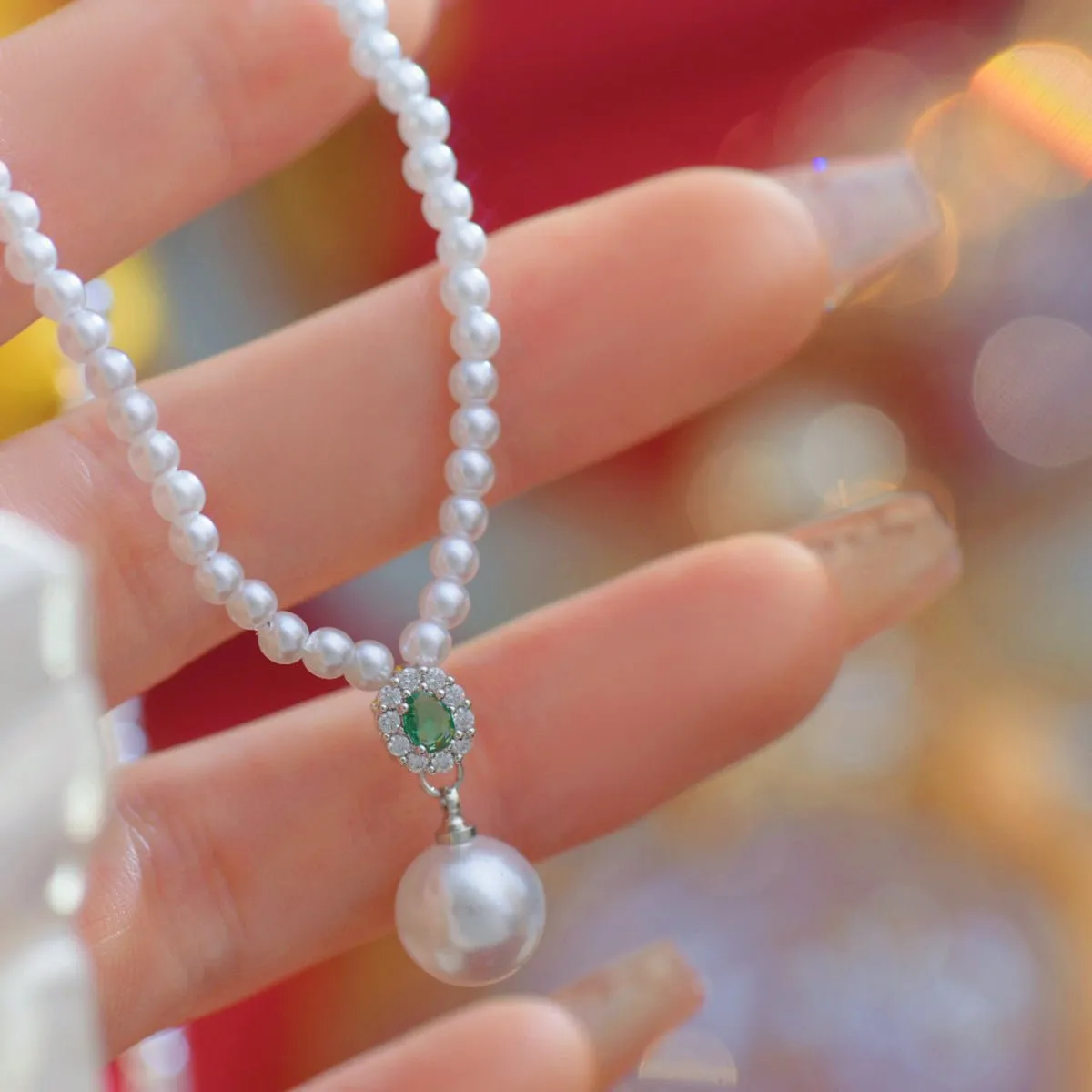 Emerald Pearl Necklace