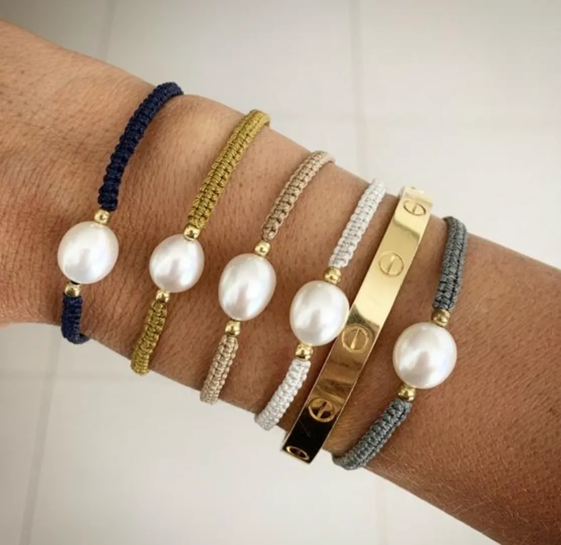 Fairley Pearl Rope Bracelet Gunmetal