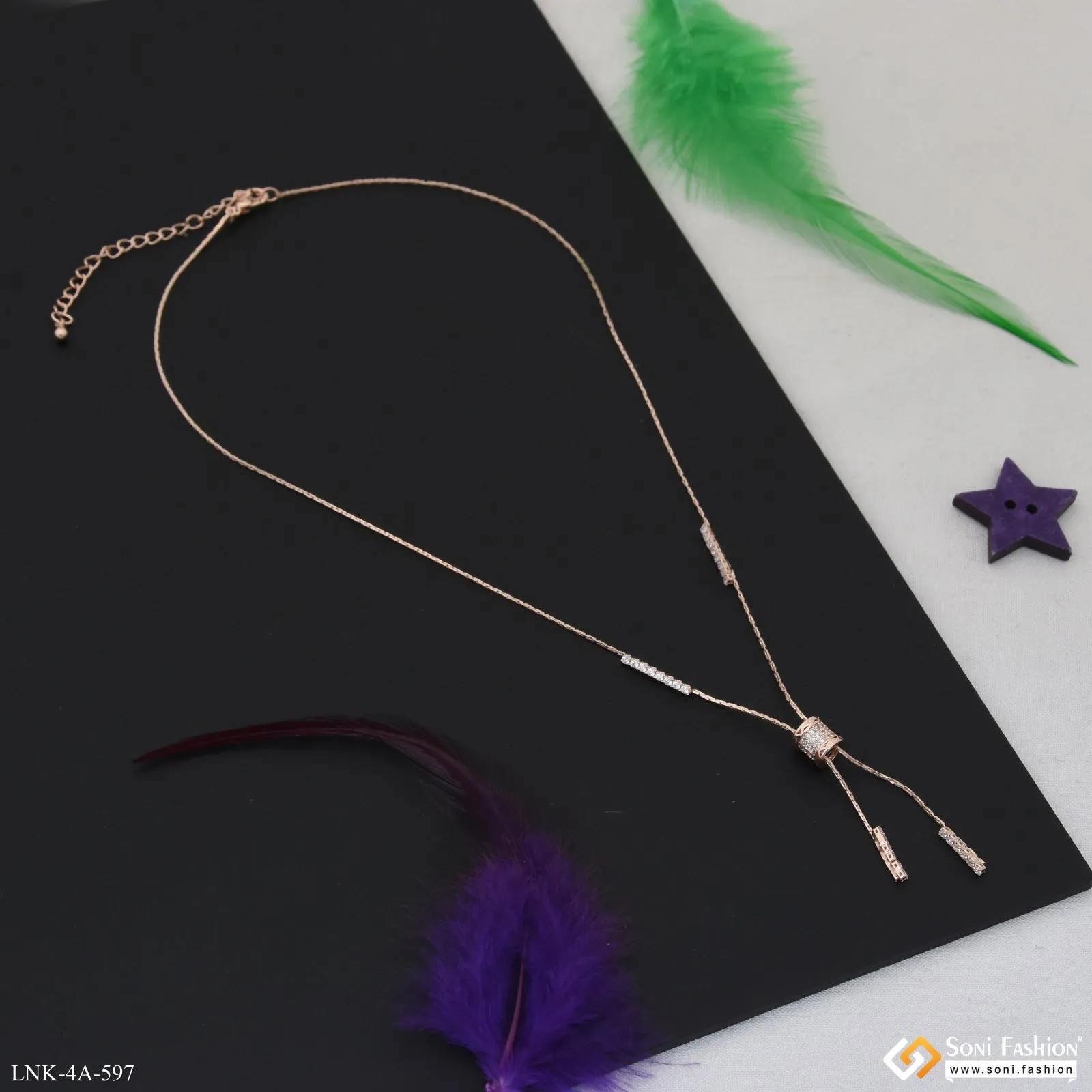Fashion-Forward Rose Gold Color Necklace for Ladies - Style A597