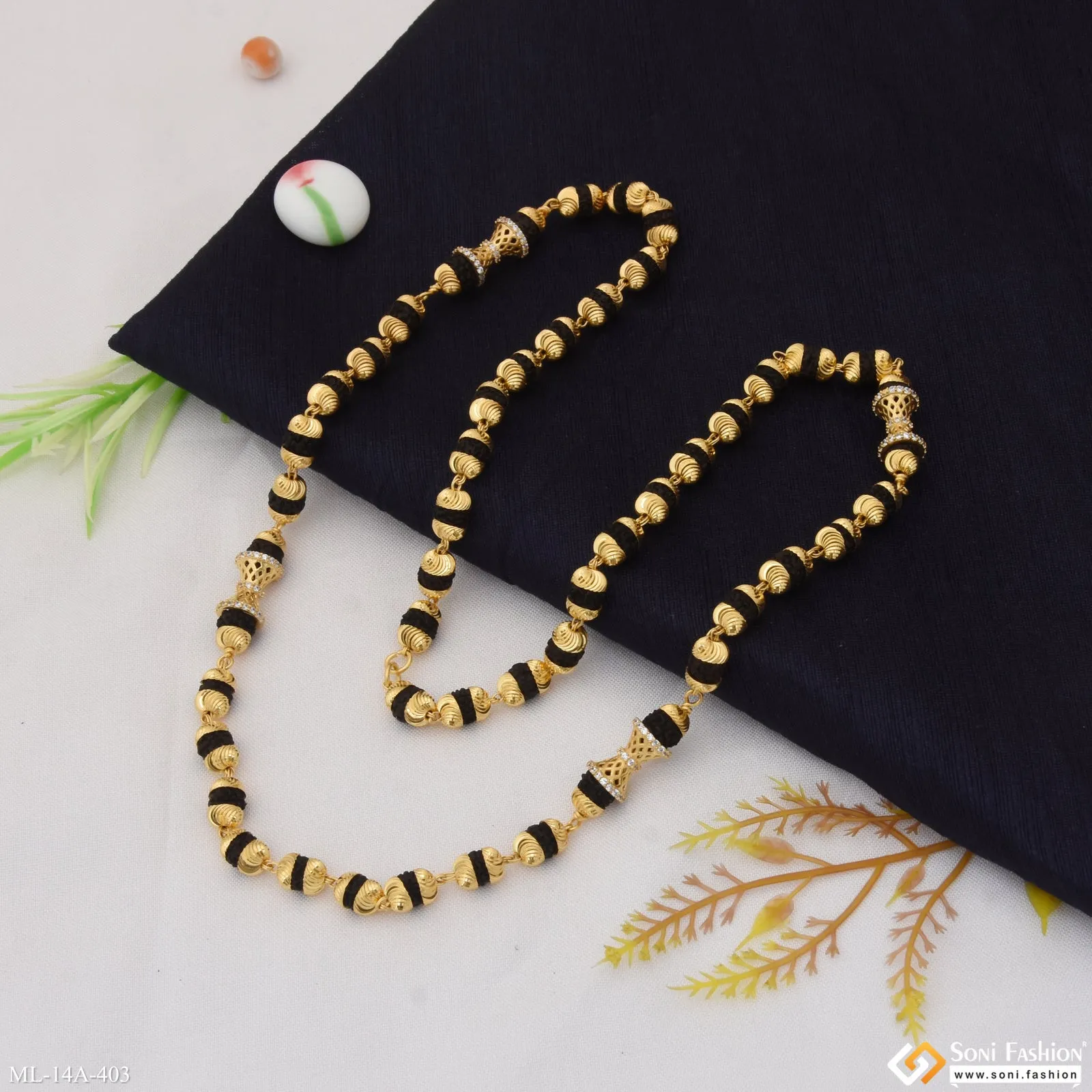 Fashionable Design Gold Plated Rudraksha Mala for Men - Style A403