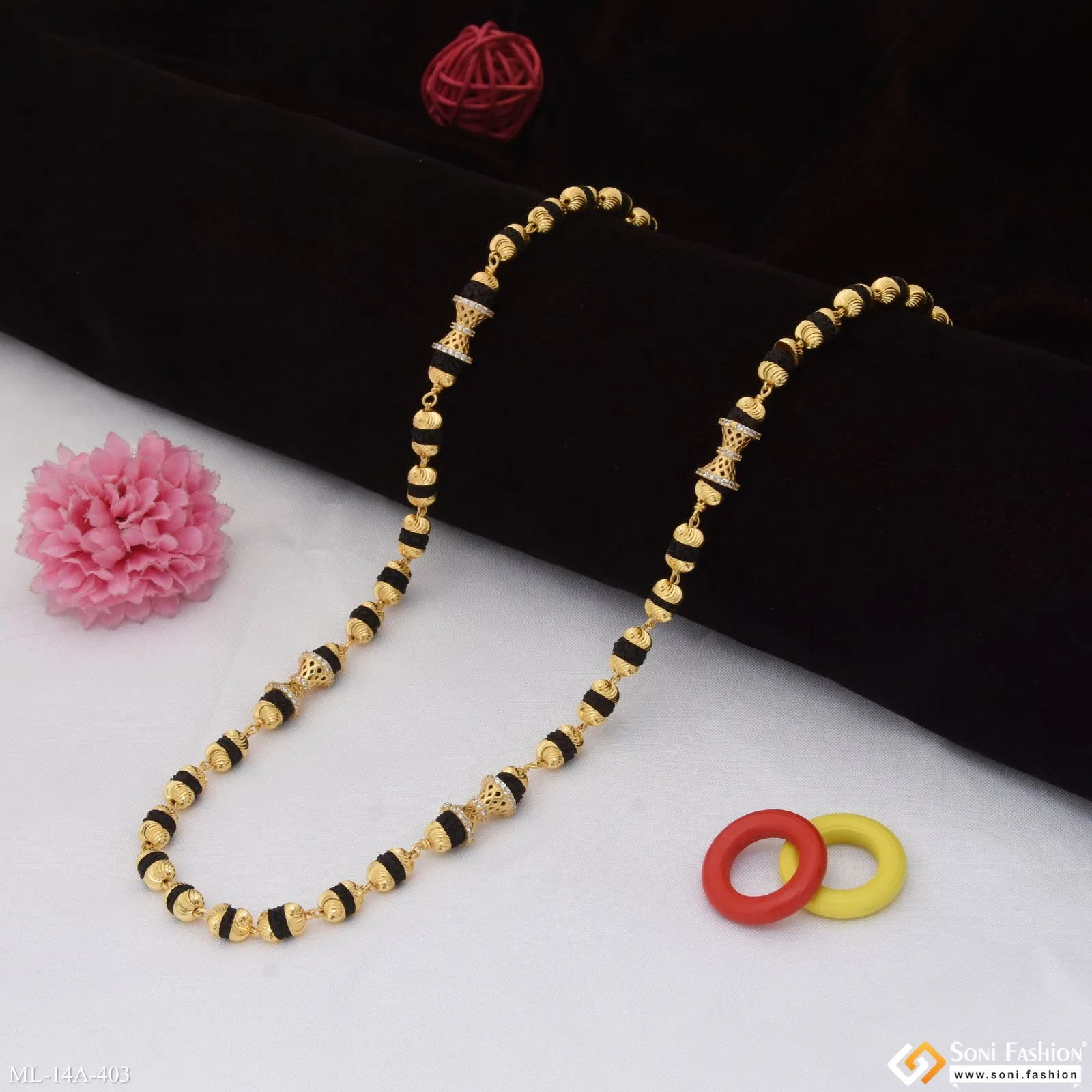 Fashionable Design Gold Plated Rudraksha Mala for Men - Style A403