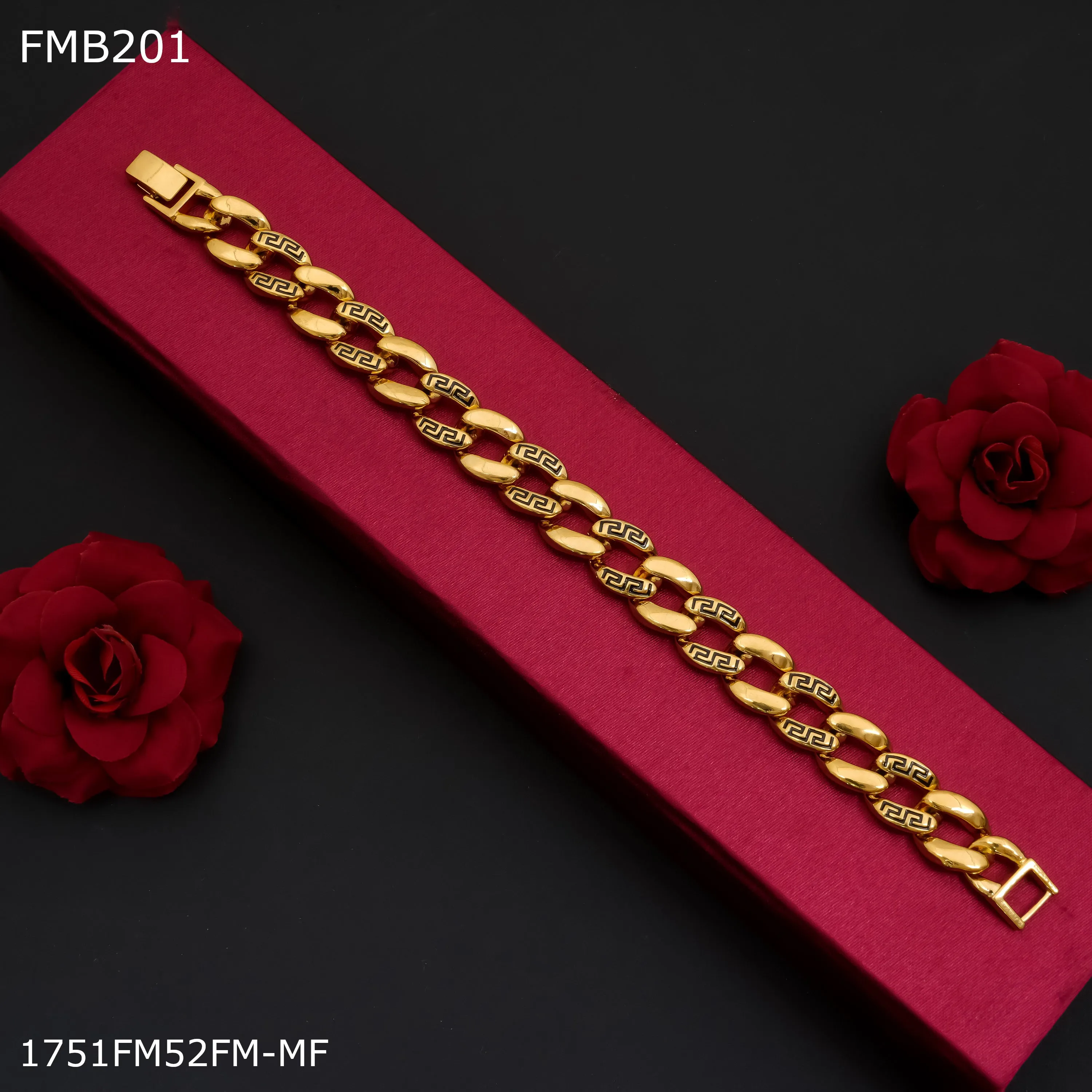 Freemen golden ring to ring black Bracelet For Men - FMB201