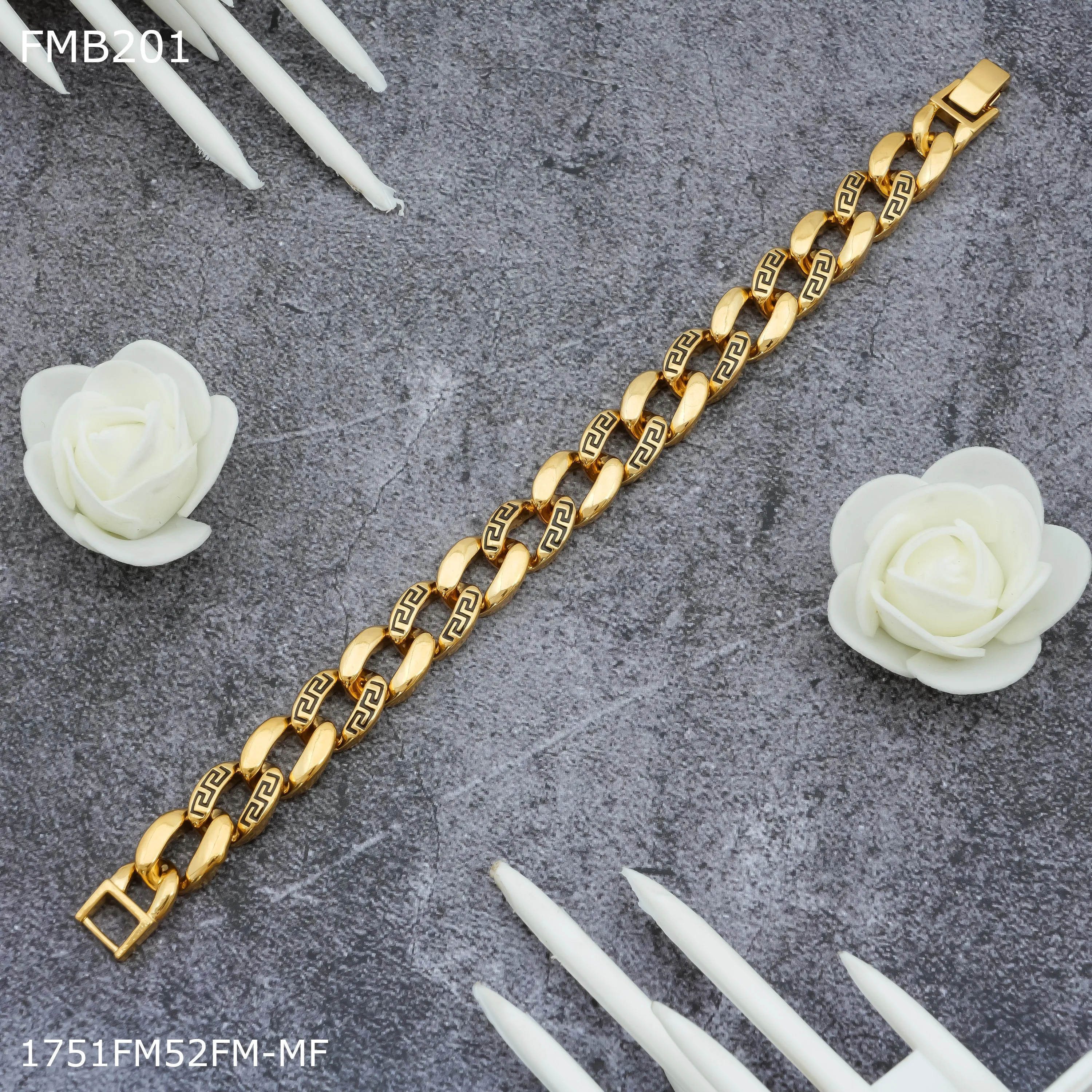 Freemen golden ring to ring black Bracelet For Men - FMB201