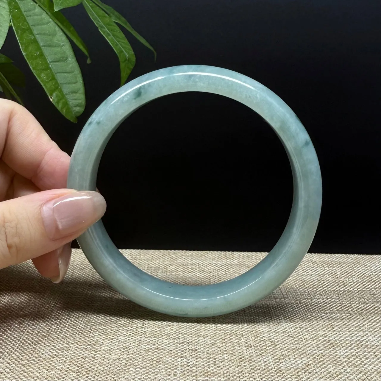 Genuine Burmese Oil Green Jade Jadeite Bangle Bracelet ( 66.7mm )