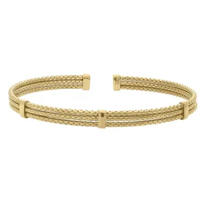 Gold Vermeil Sterling Silver 3 Cable 3 Bar Cuff Bracelet