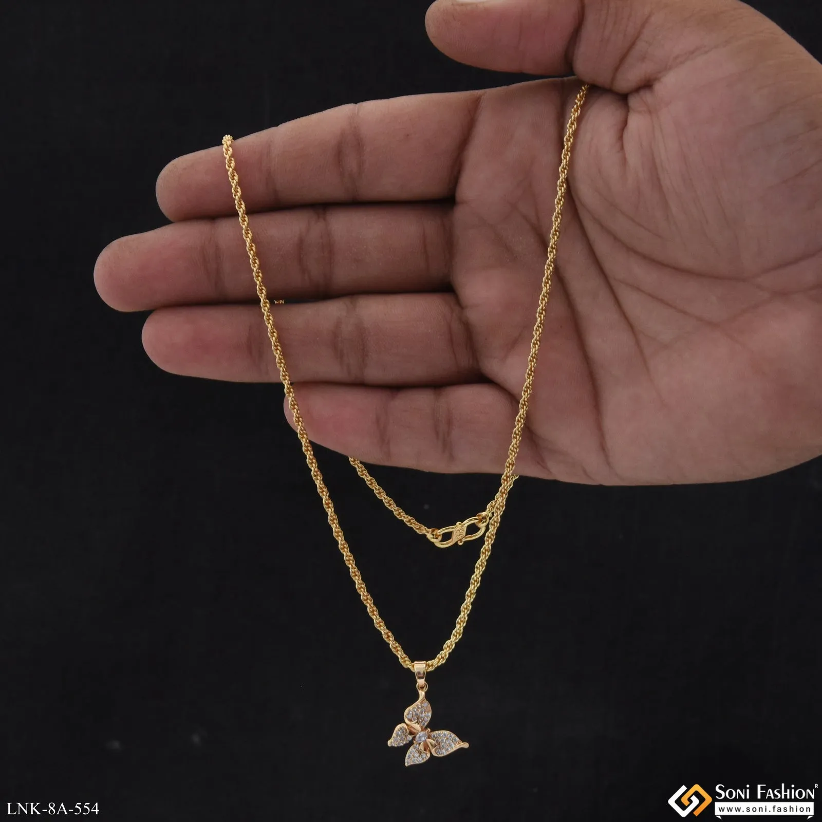 Gorgeous Design Gold Plated Chain Pendant for Ladies - Style A554