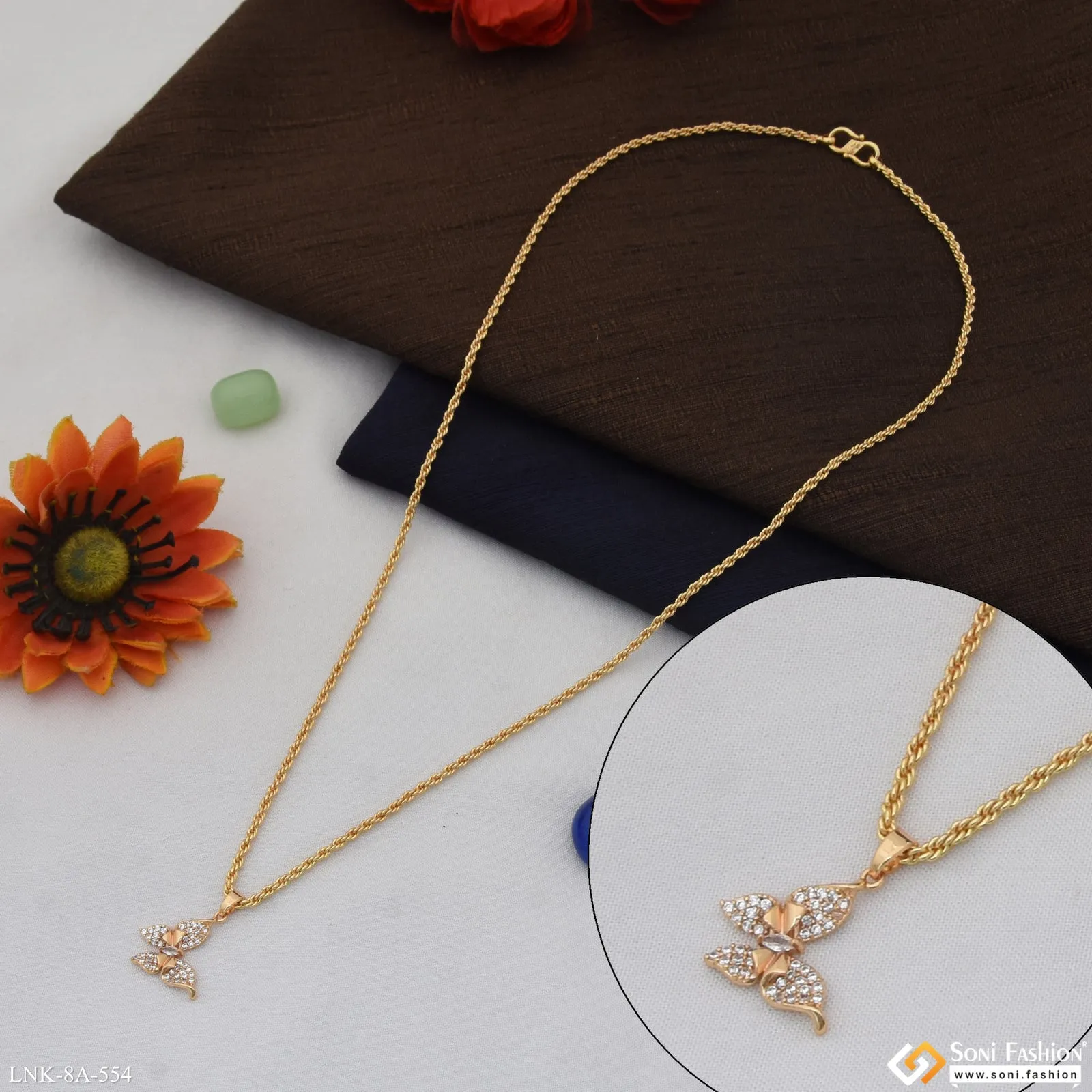Gorgeous Design Gold Plated Chain Pendant for Ladies - Style A554