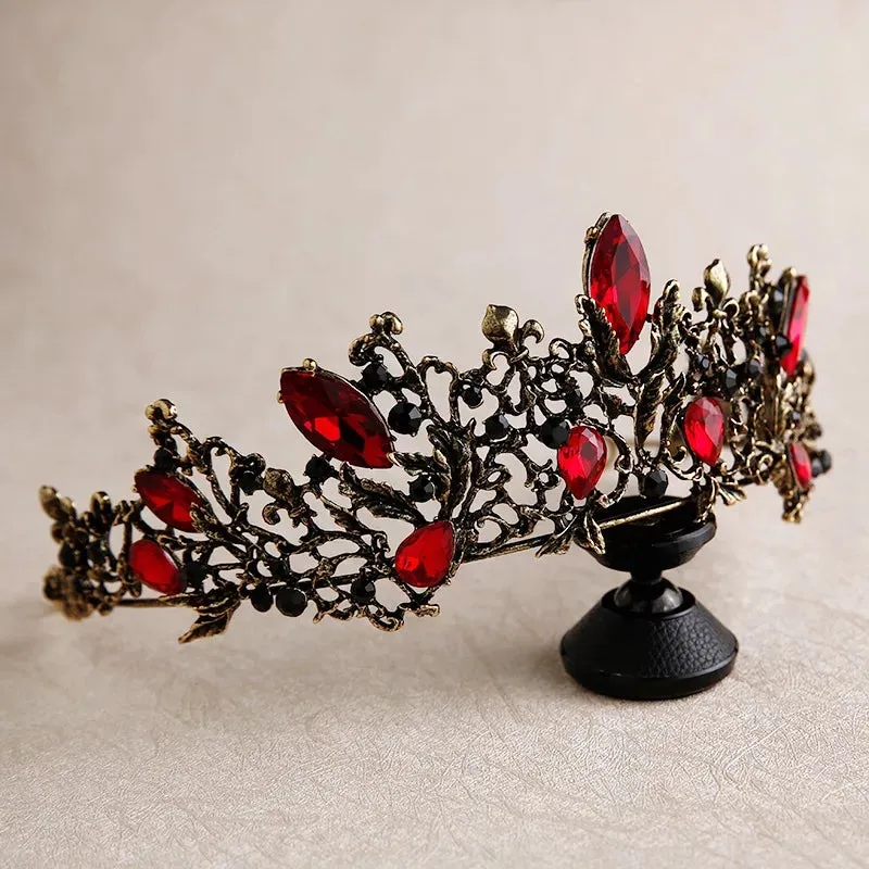 Gothic Red Vintage Baroque  Dark Black Tiara Crown Evil Queen diadem headdress