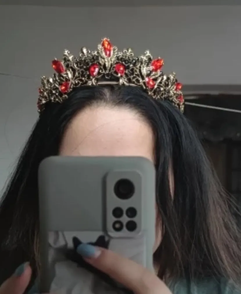 Gothic Red Vintage Baroque  Dark Black Tiara Crown Evil Queen diadem headdress
