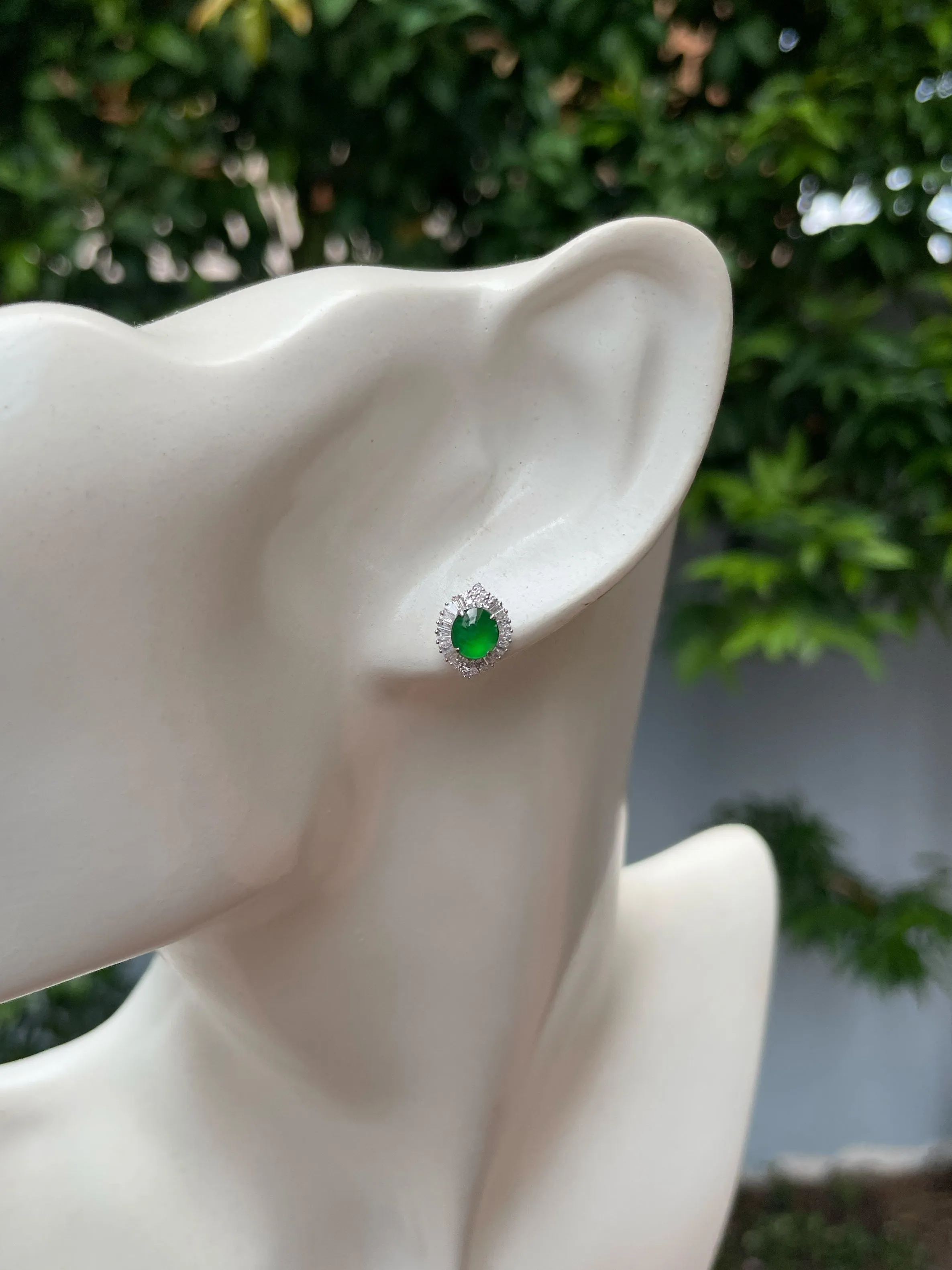Green Jade Earrings - Cabochons (NJE213)
