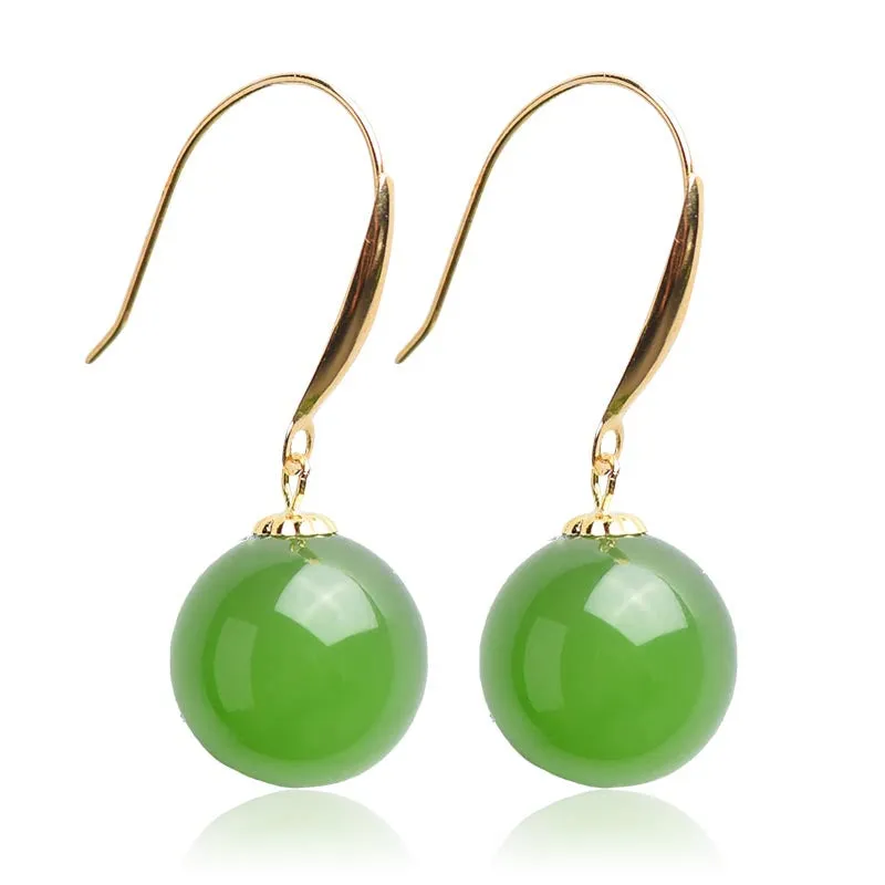 Hetian Jade 18k Gold Jasper Earrings-Tajade