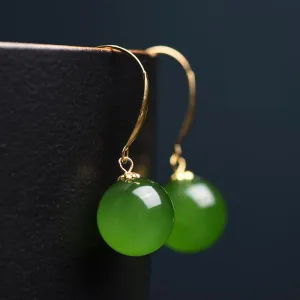 Hetian Jade 18k Gold Jasper Earrings-Tajade
