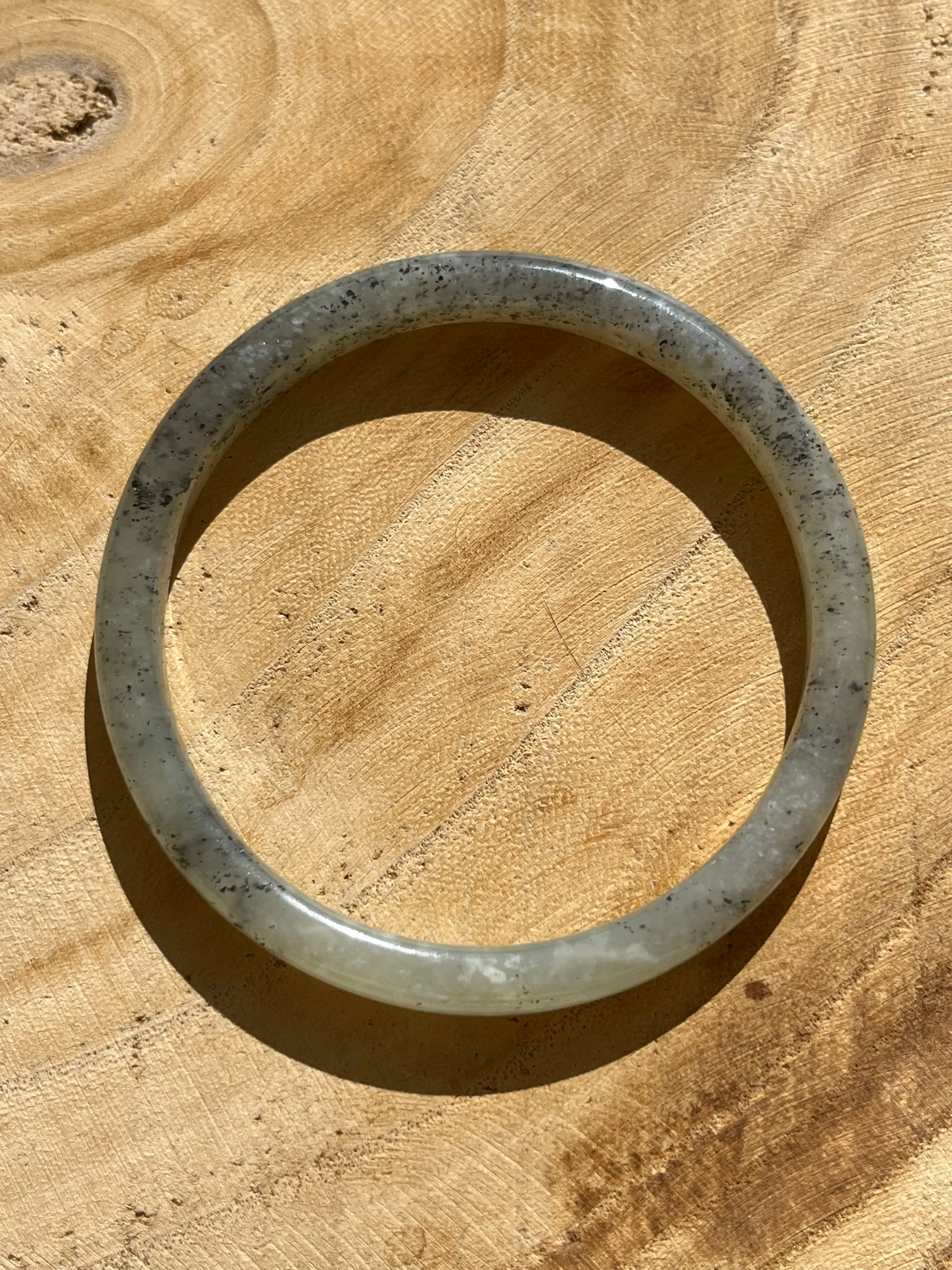 Hetian Qinghua Jade Slim Bangle 60mm, 和田青花细圆条手镯