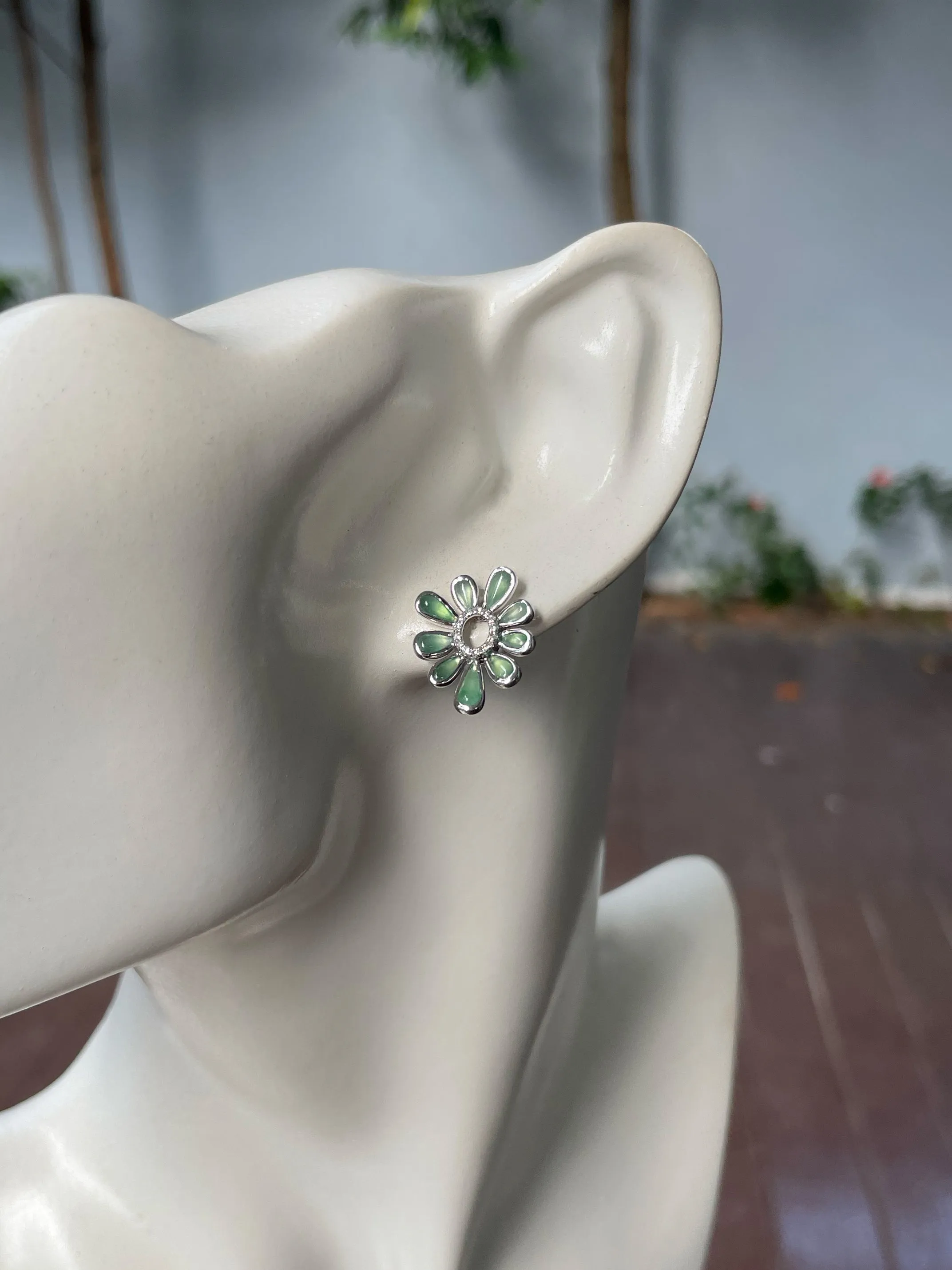 Icy Green Jade Earrings (NJE203)