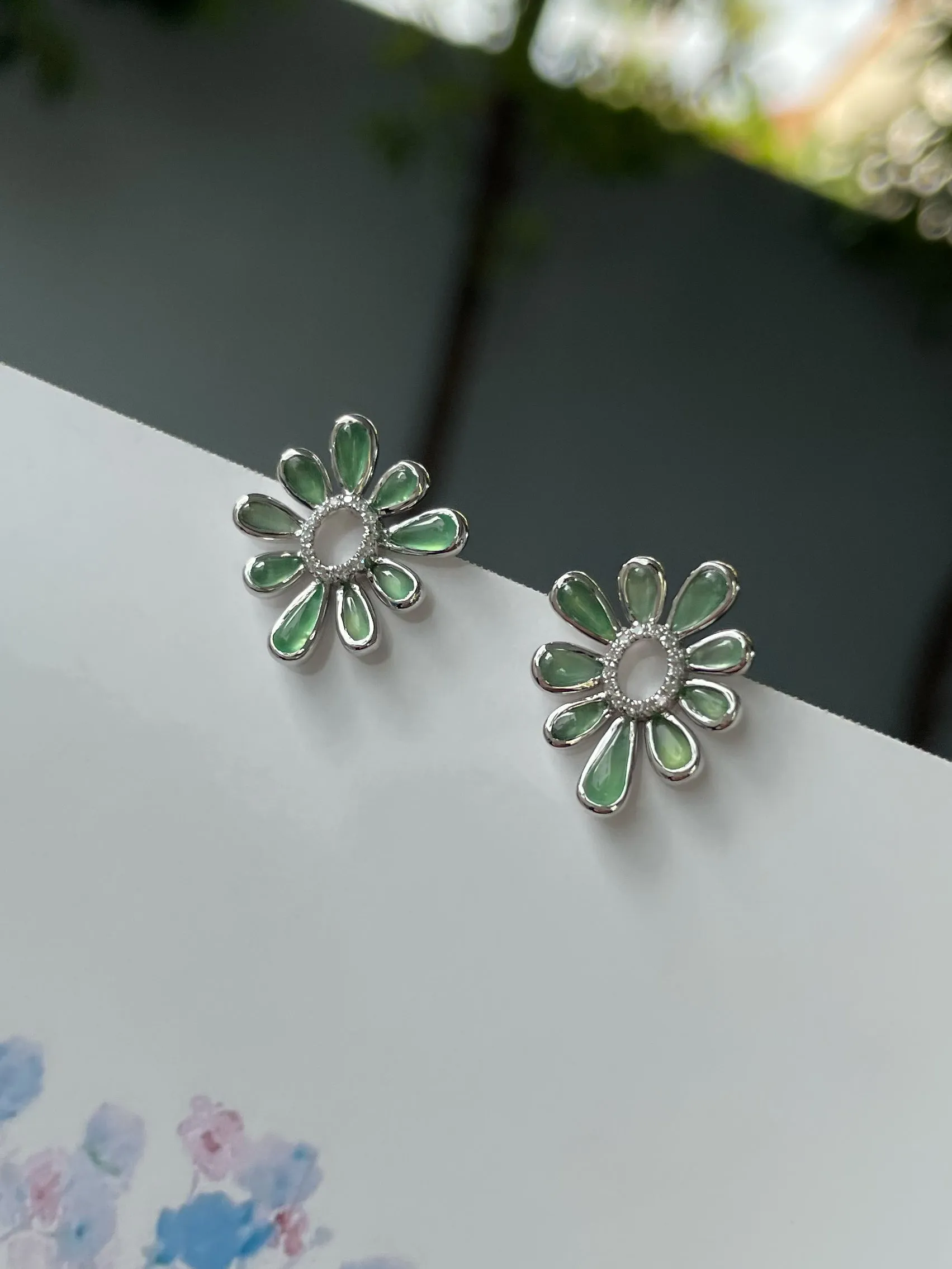 Icy Green Jade Earrings (NJE203)