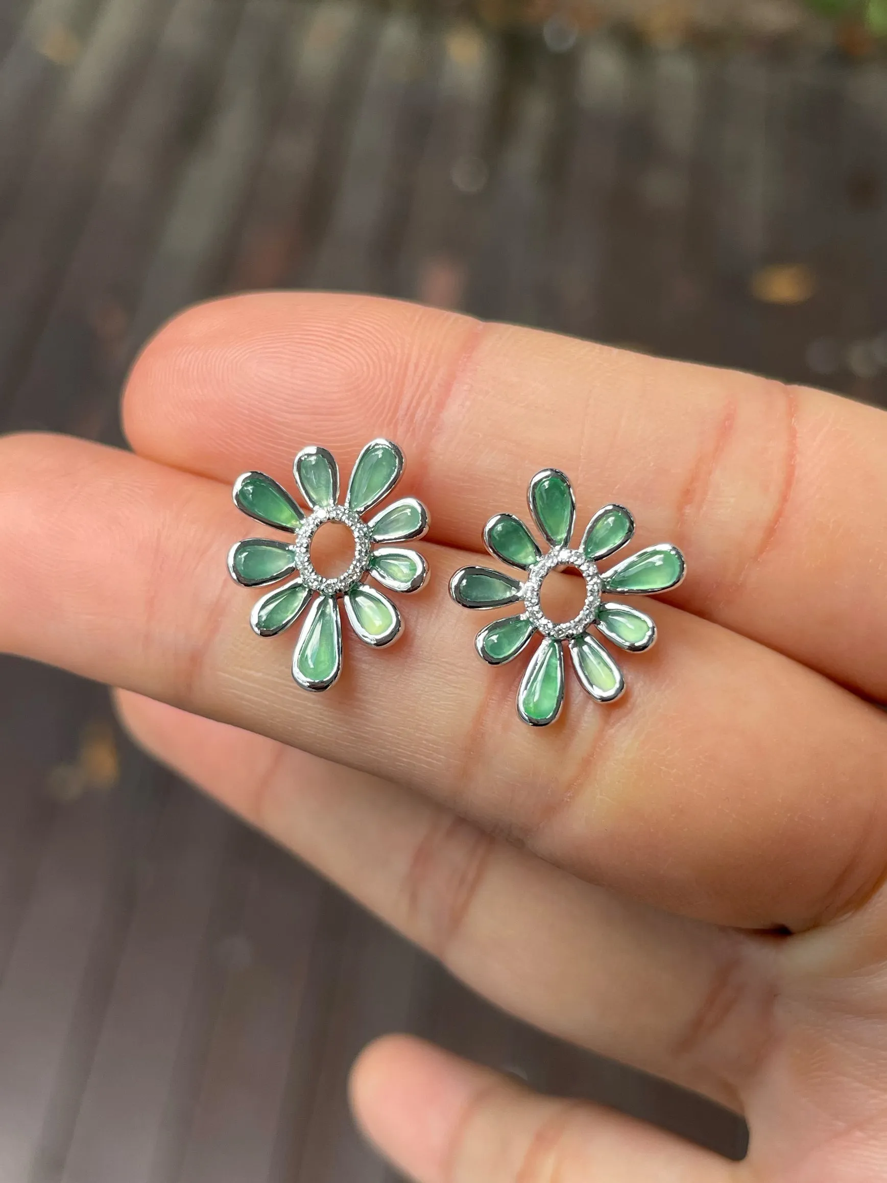 Icy Green Jade Earrings (NJE203)