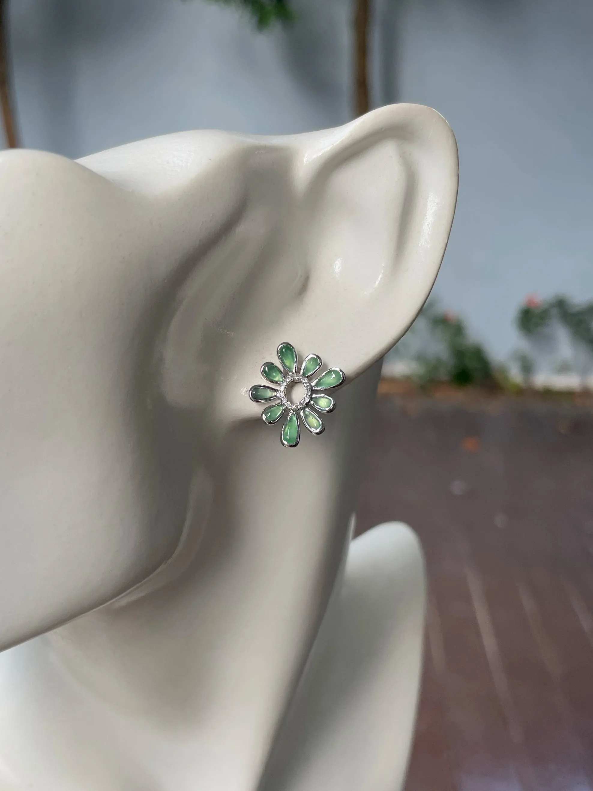 Icy Green Jade Earrings (NJE203)