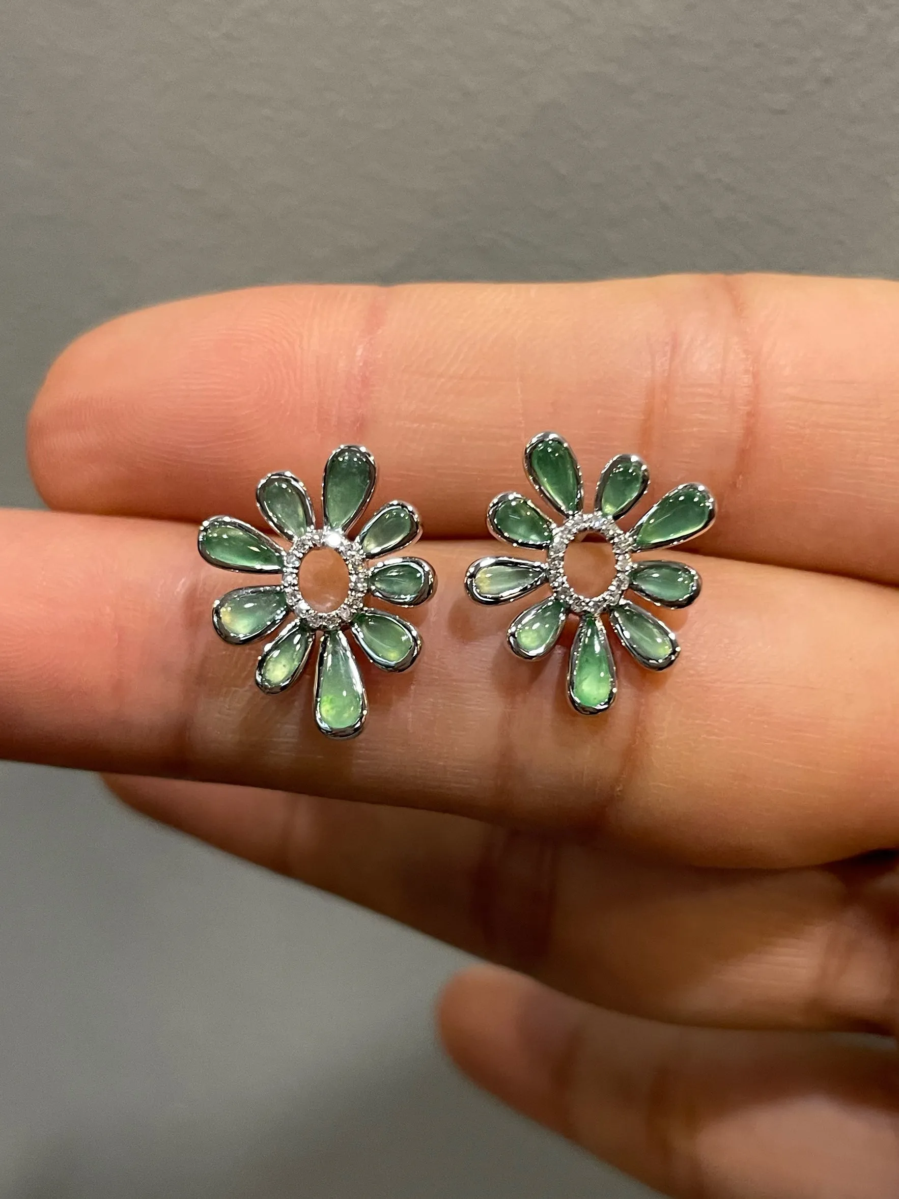 Icy Green Jade Earrings (NJE203)
