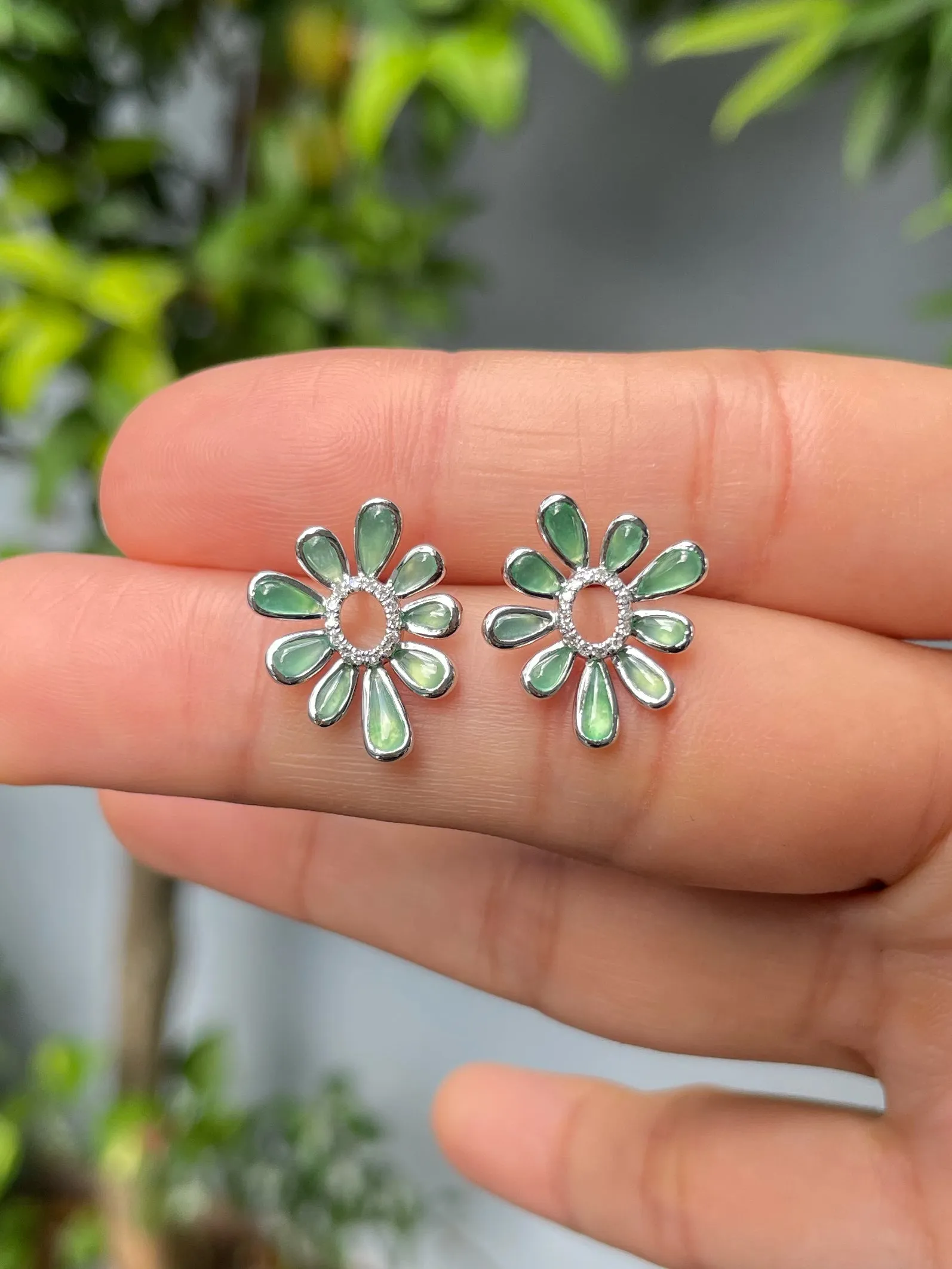 Icy Green Jade Earrings (NJE203)
