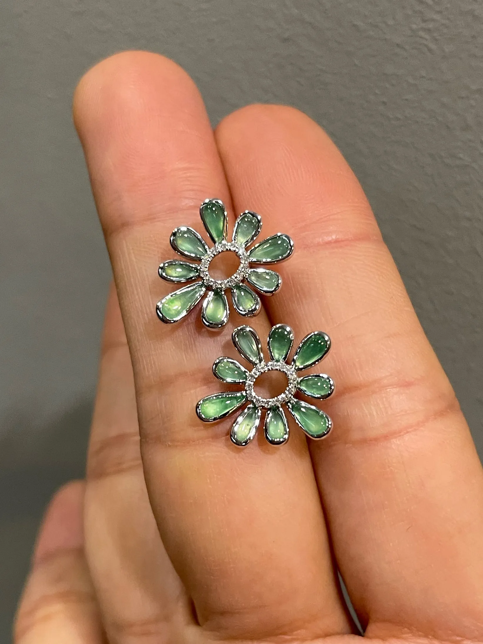 Icy Green Jade Earrings (NJE203)