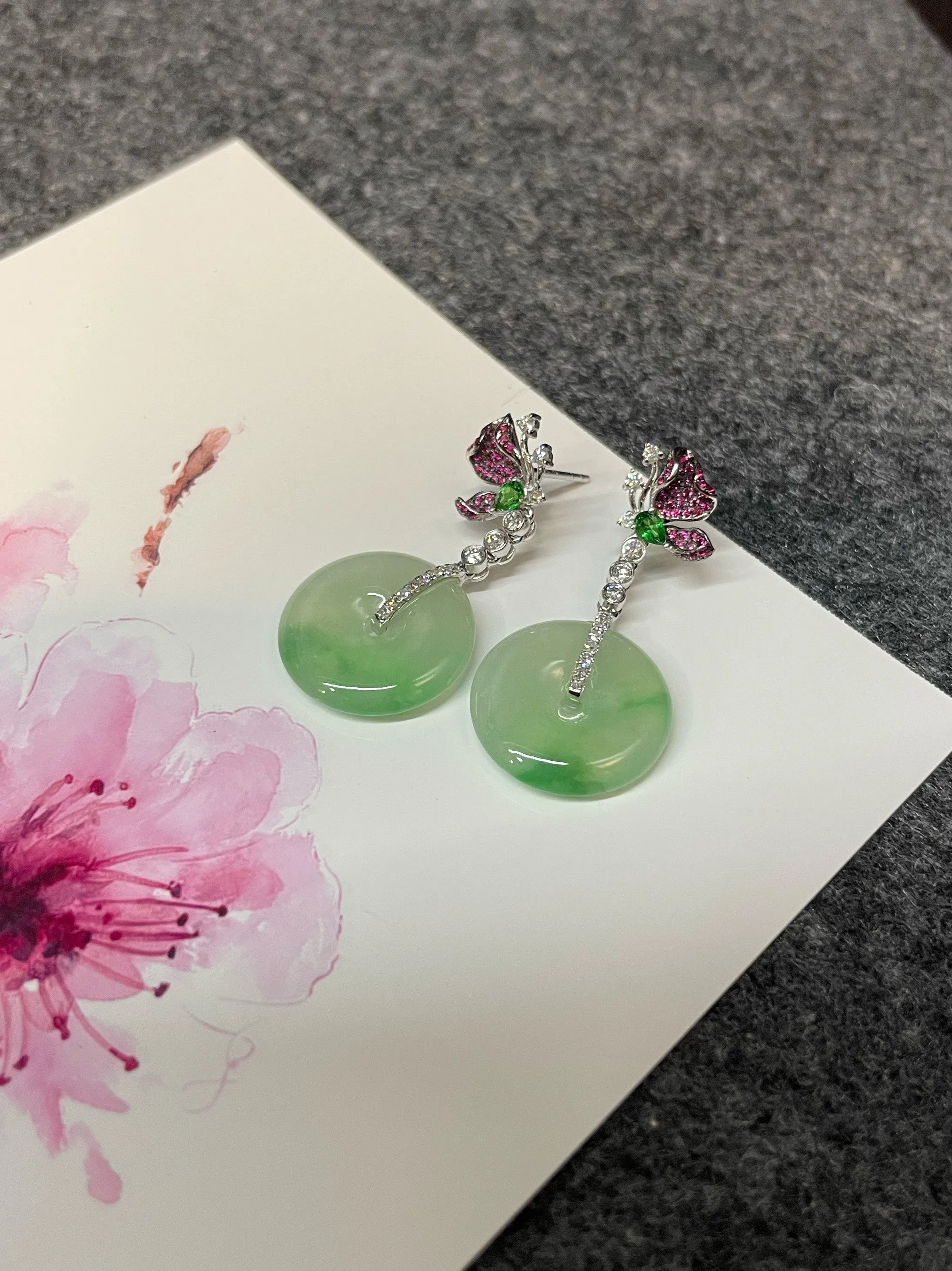 Icy Green Jade Earrings - Safety Coin (NJE095)