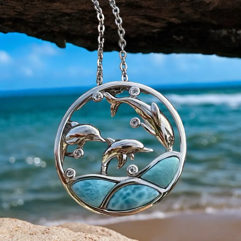 Larimar Dolphin Cove Pendant