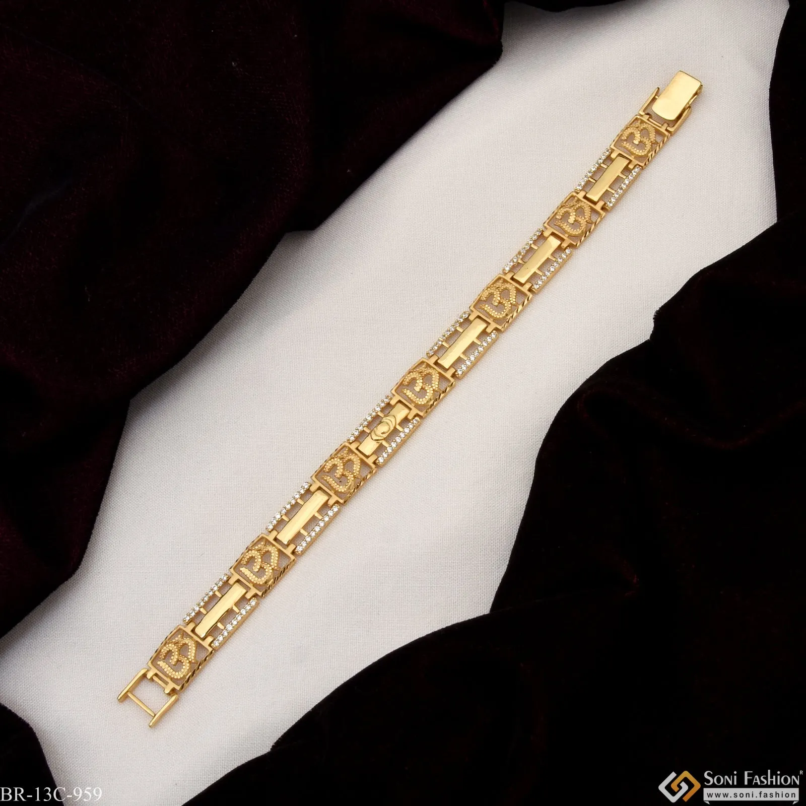 Latest with Diamond Dainty Design Best Quality Gold Plated Bracelet for Men - Style C959